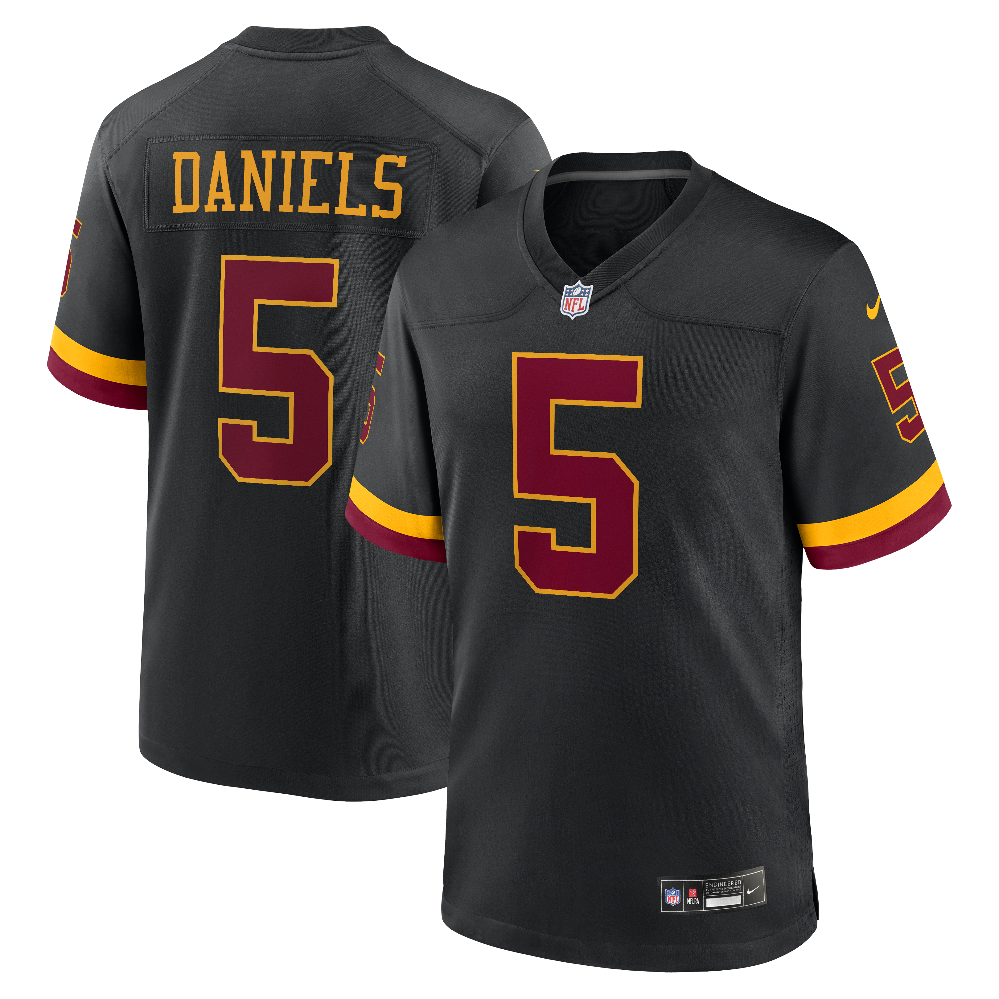 Hail Raiser Jayden Daniels Washington Commanders Alternate Game Jersey - Black | Stitched Football Jersey TJS0752