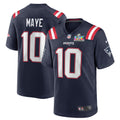 Drake Maye New England Patriots Super Bowl LX Patch Game Jersey - Navy | Stitched Football Jersey TJS0795