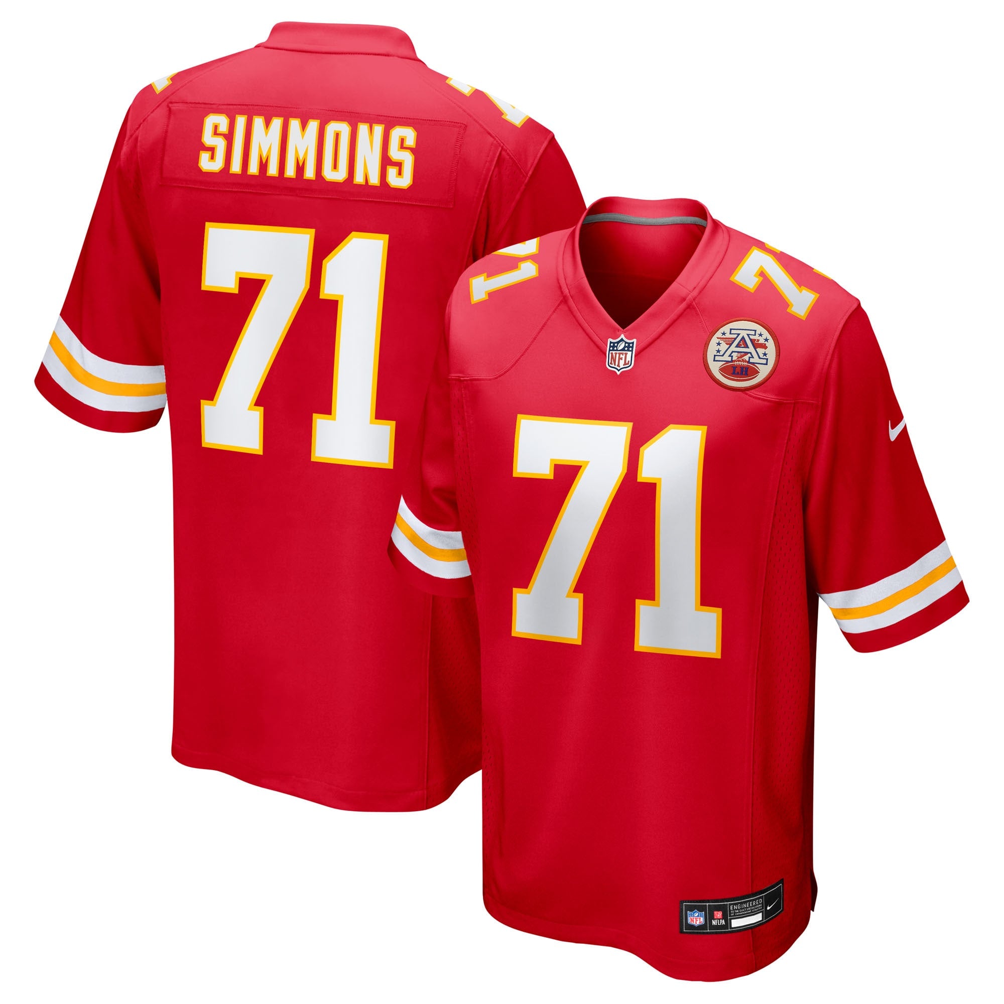 Josh Simmons Kansas City Chiefs Game Jersey - Red | Stitched Football Jersey TJS0772