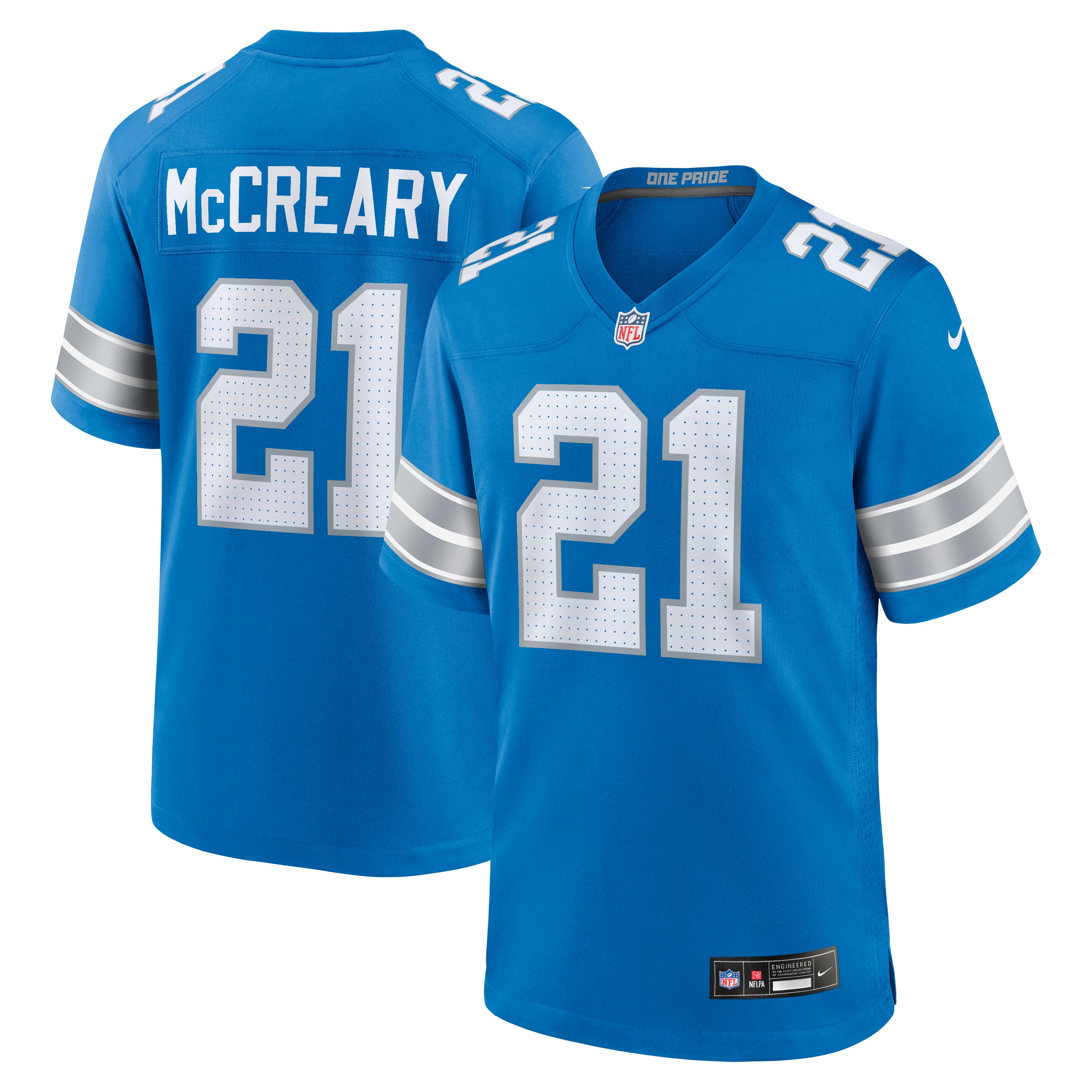 Roger McCreary Detroit Lions Team Game Jersey - Blue | Stitched Football Jersey TJS0655