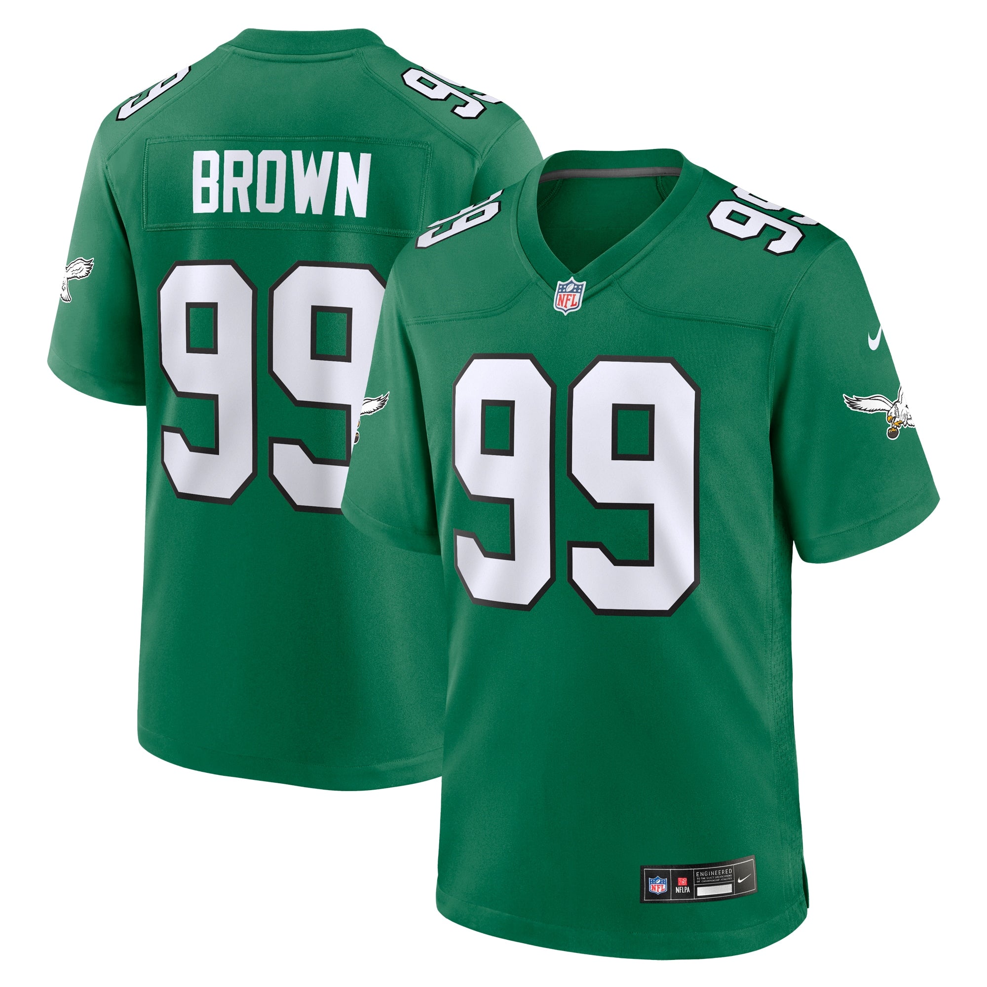 Jerome Brown Philadelphia Eagles Retired Player Alternate Game Jersey - Kelly Green | Stitched Football Jersey TJS0658