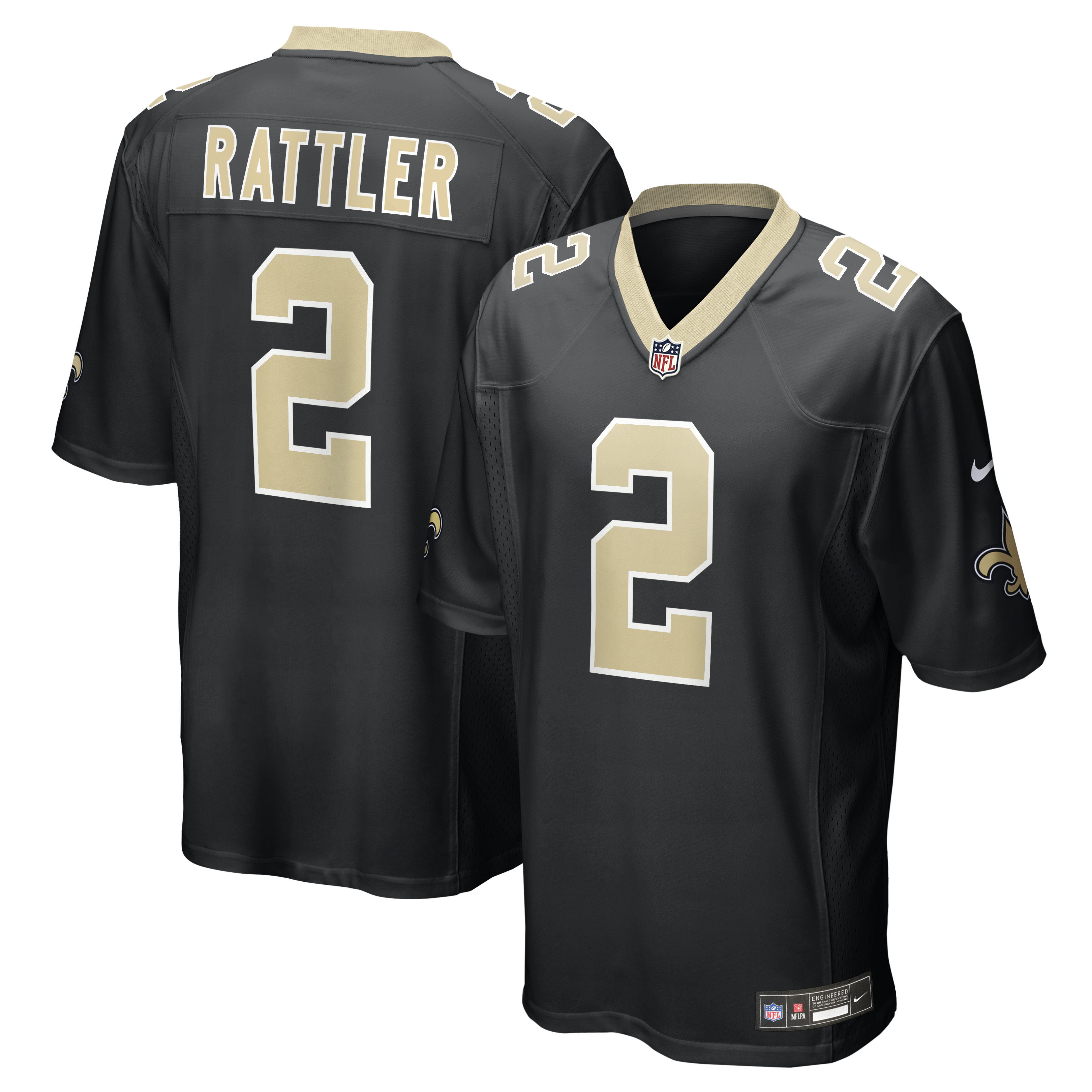Spencer Rattler New Orleans Saints Team Game Jersey - Black | Stitched Football Jersey TJS0740