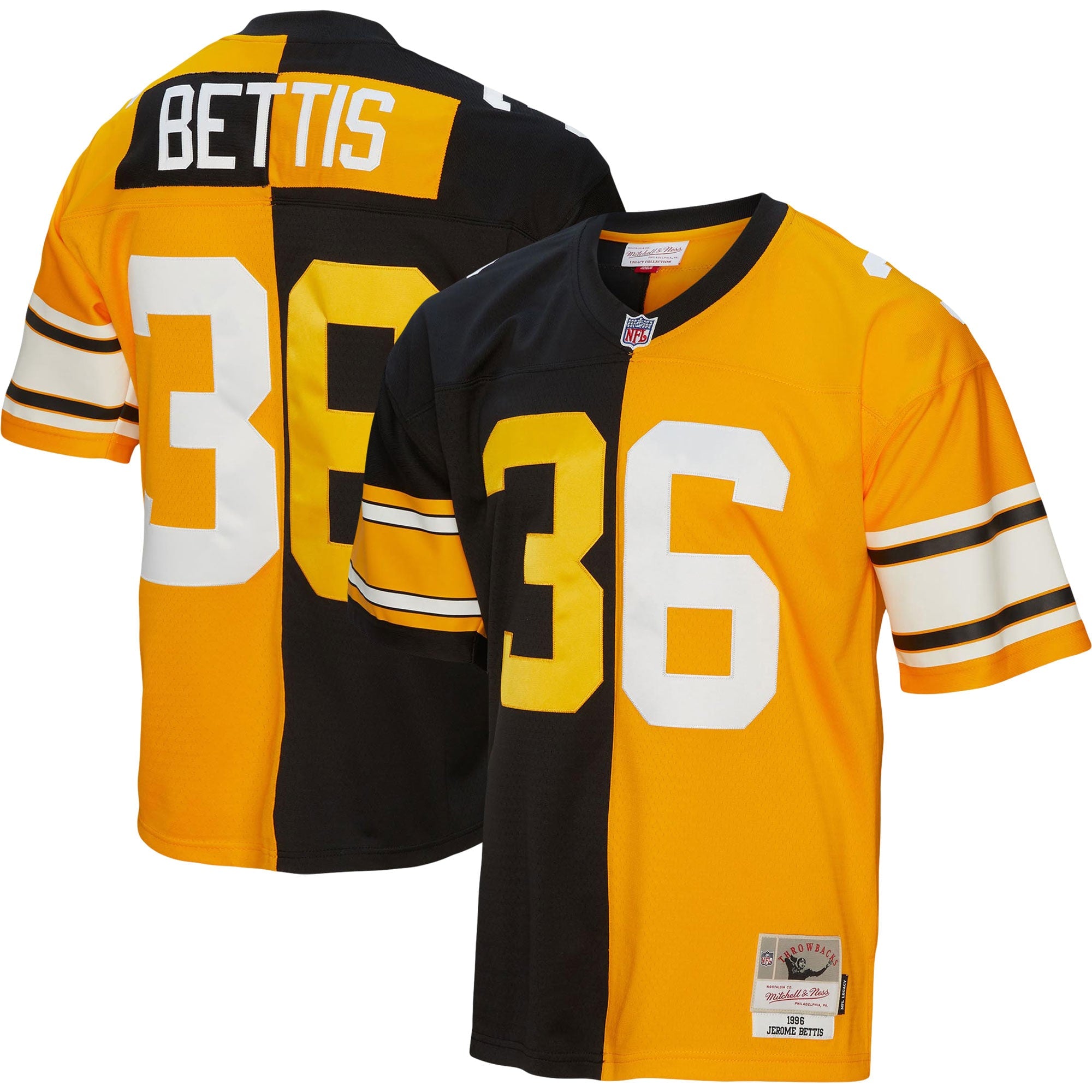 Jerome Bettis Pittsburgh Steelers M & N 1996 Split Legacy Replica Jersey - Black/Gold | Stitched Football Jersey TJS0699