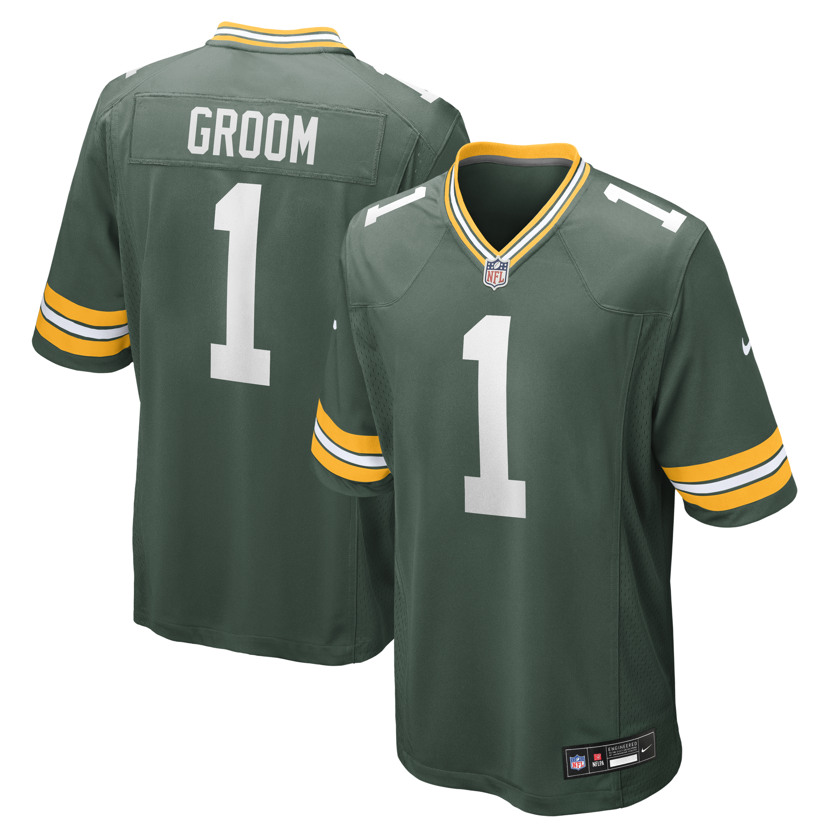 Number 1 Groom Green Bay Packers Game Jersey - Green | Stitched Football Jersey TJS0791