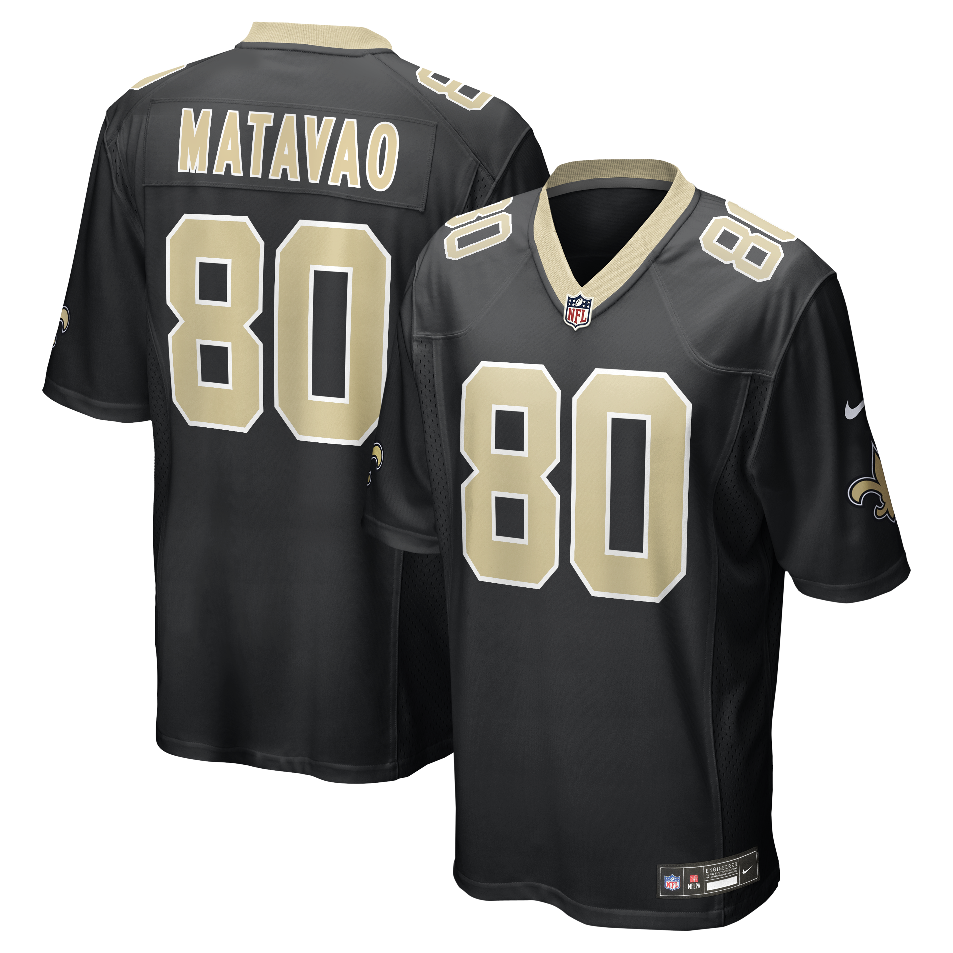 Moliki Matavao New Orleans Saints Team Game Jersey - Black | Stitched Football Jersey TJS0789