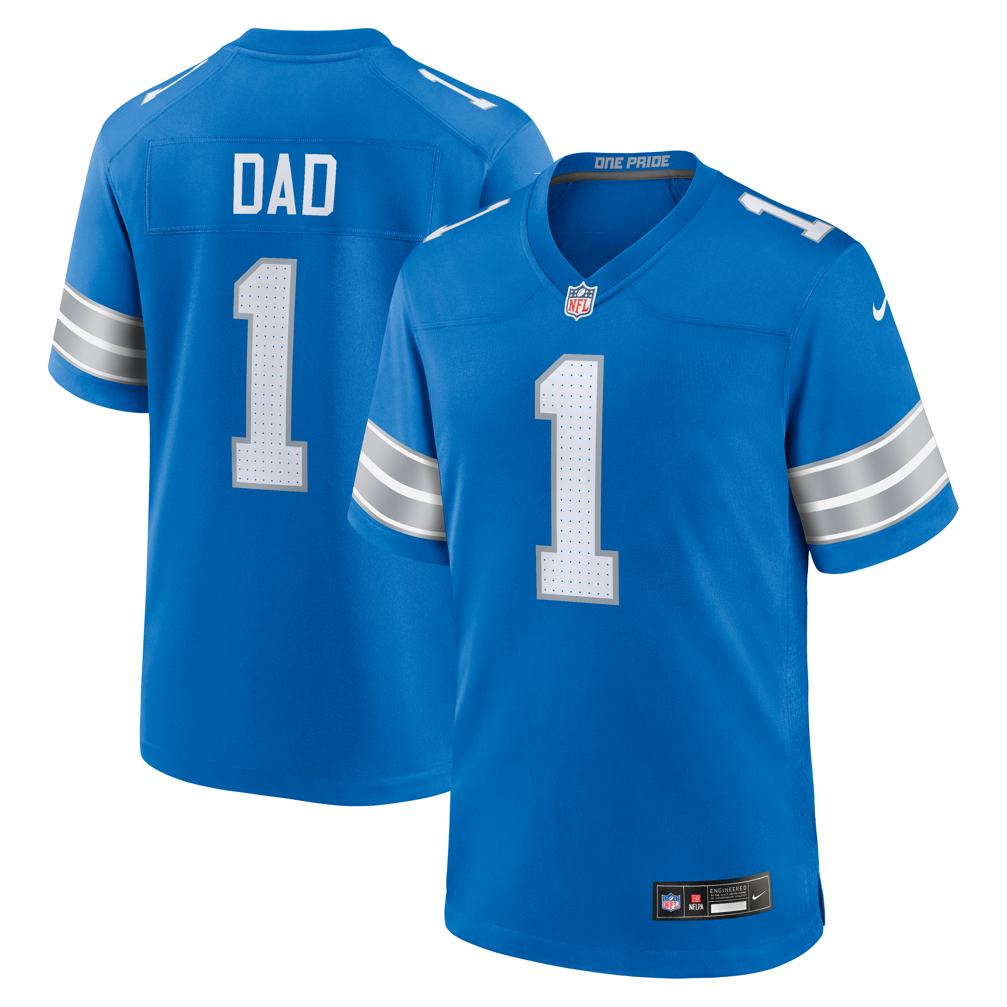 Number 1 Dad Detroit Lions Game Jersey - Blue | Stitched Football Jersey TJS0754