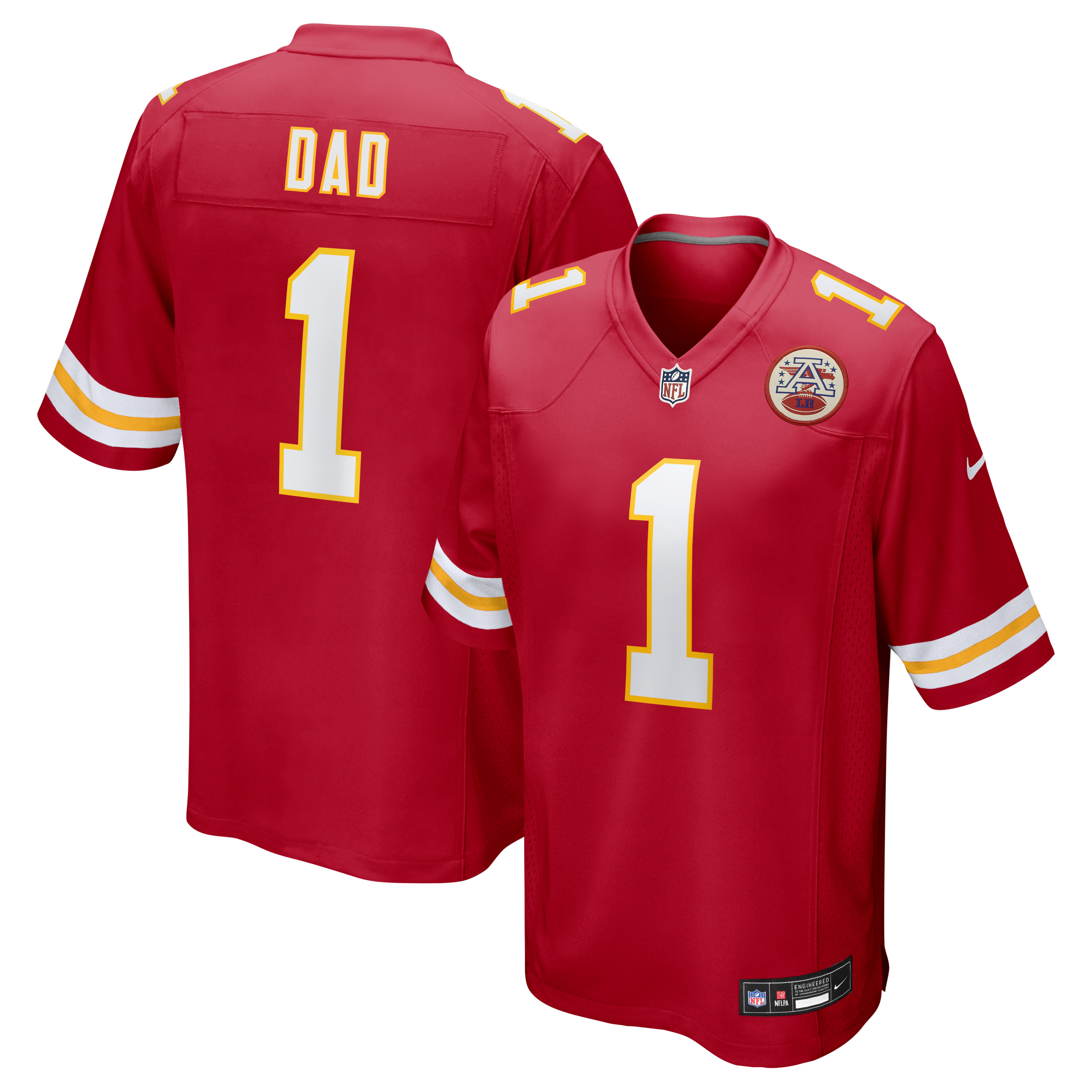 Number 1 Dad Kansas City Chiefs Game Jersey - Red | Stitched Football Jersey TJS0713