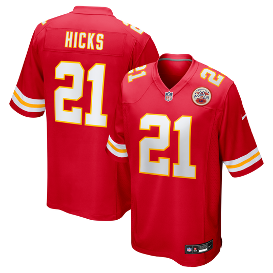 Jaden Hicks Kansas City Chiefs Game Jersey - Red | Stitched Football Jersey TJS0627