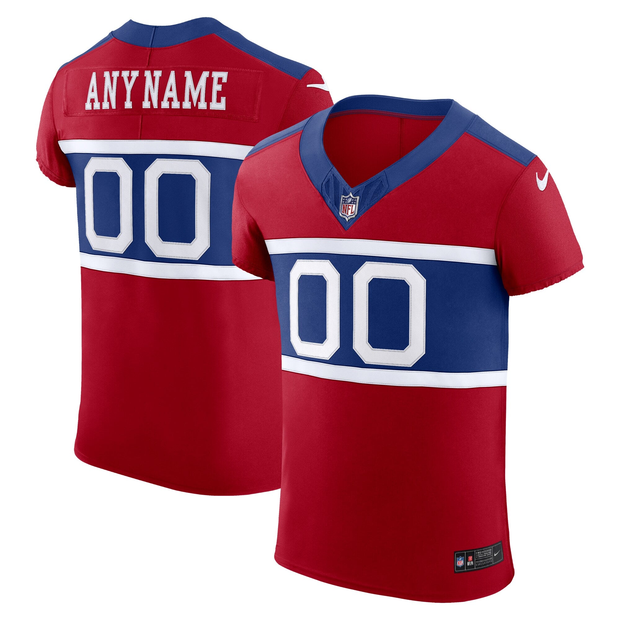 New York Giants Alternate Vapor F.U.S.E. Elite Custom Jersey - Red | Stitched Football Jersey TJS0768