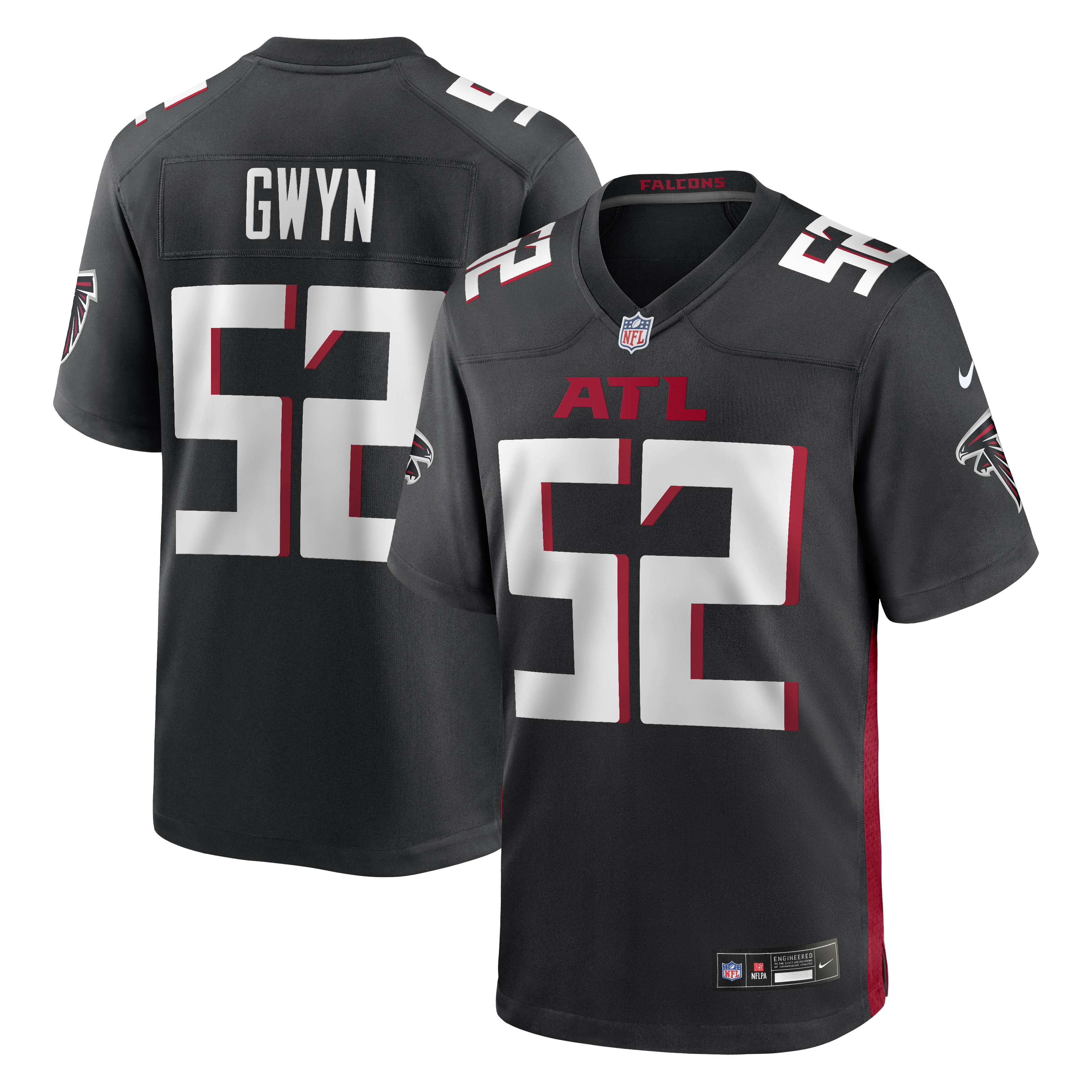 Jovaughn Gwyn Atlanta Falcons Team Game Jersey - Black | Stitched Football Jersey TJS0663