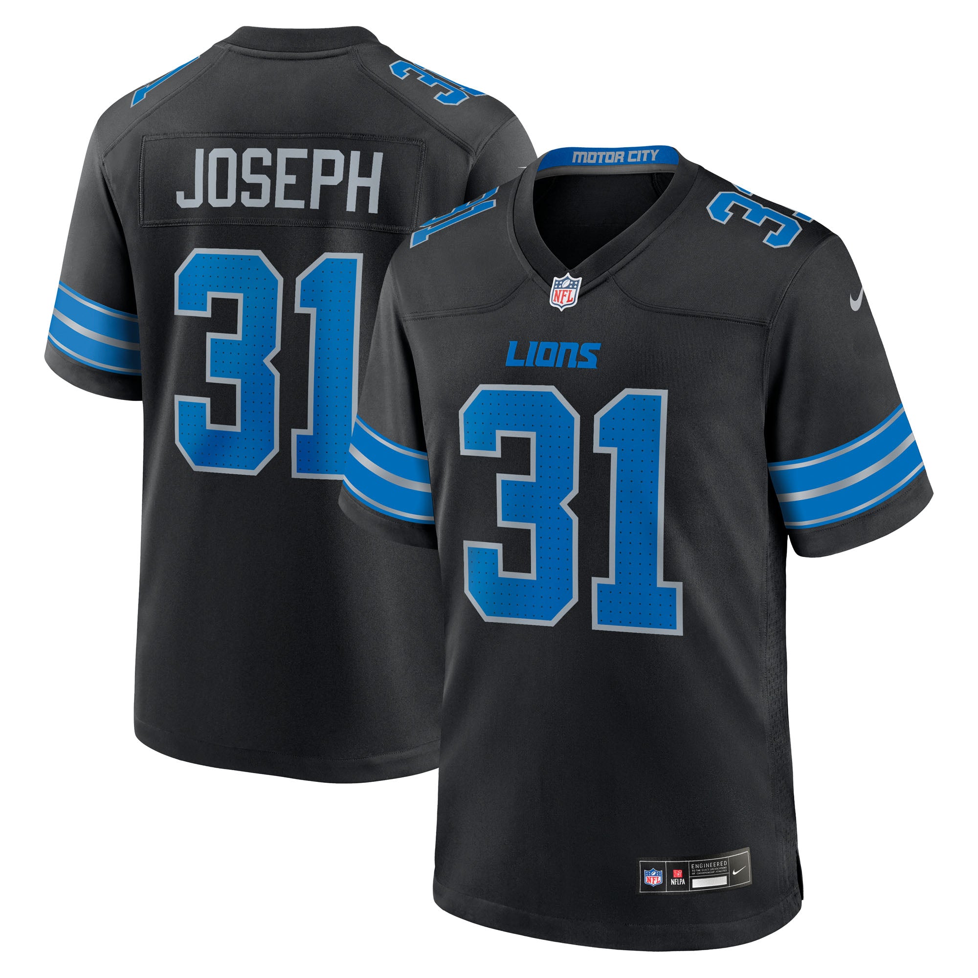 Kerby Joseph Detroit Lions Alternate Game Jersey - Black | Stitched Football Jersey TJS0694