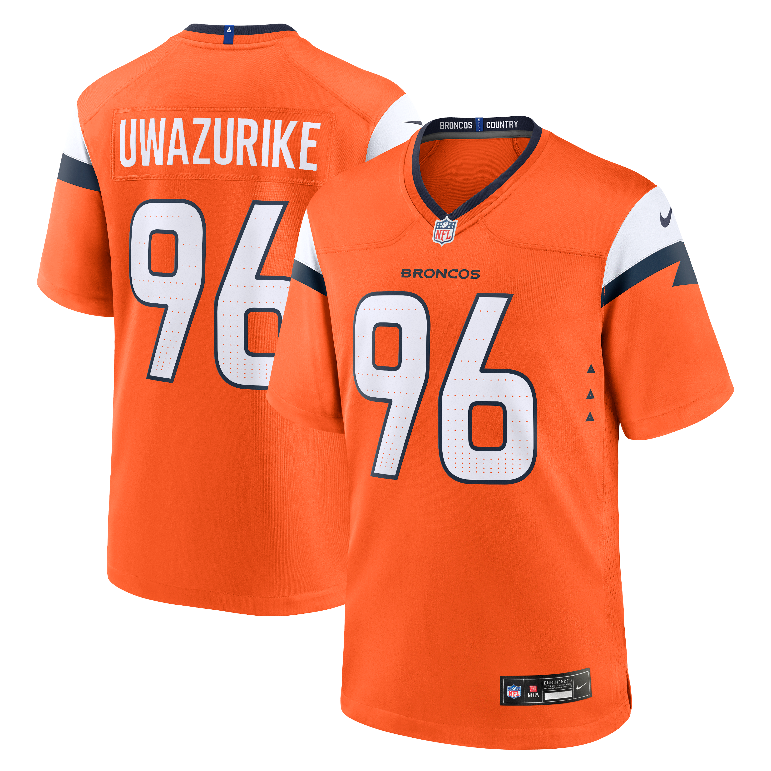 Eyioma Uwazurike Denver Broncos Team Game Jersey - Orange | Stitched Football Jersey TJS0628
