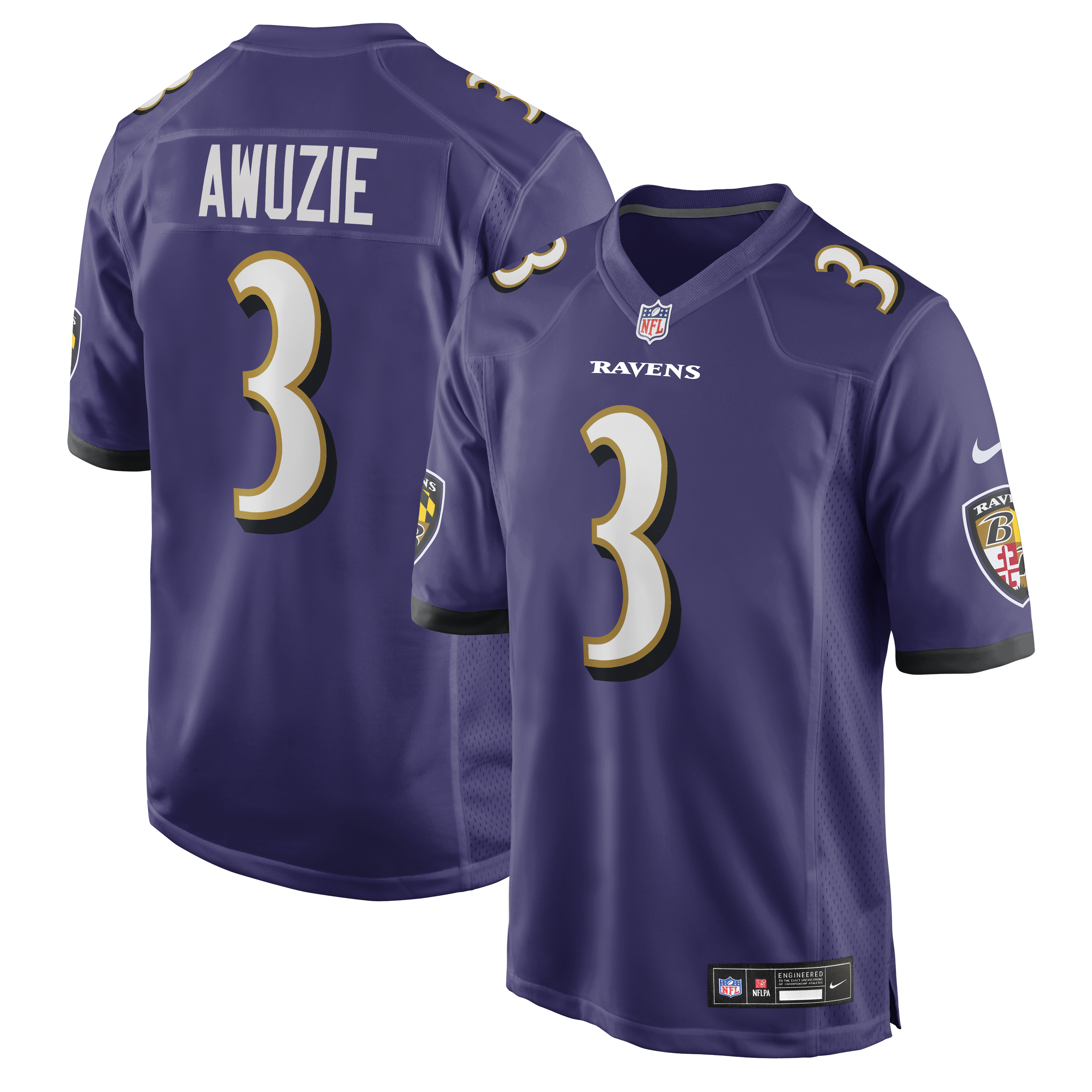 Chidobe Awuzie Baltimore Ravens Team Game Jersey - Purple | Stitched Football Jersey TJS0730