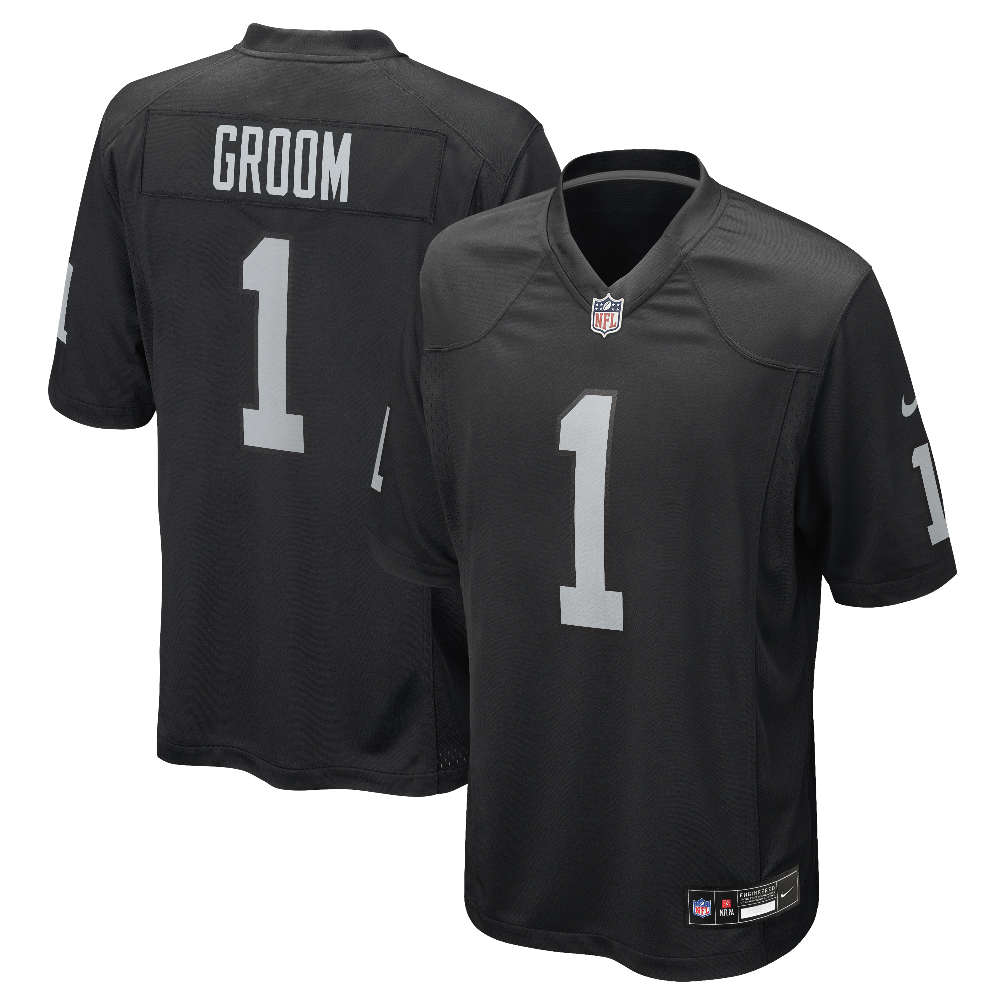 Number 1 Groom Las Vegas Raiders Game Jersey - Black | Stitched Football Jersey TJS0749