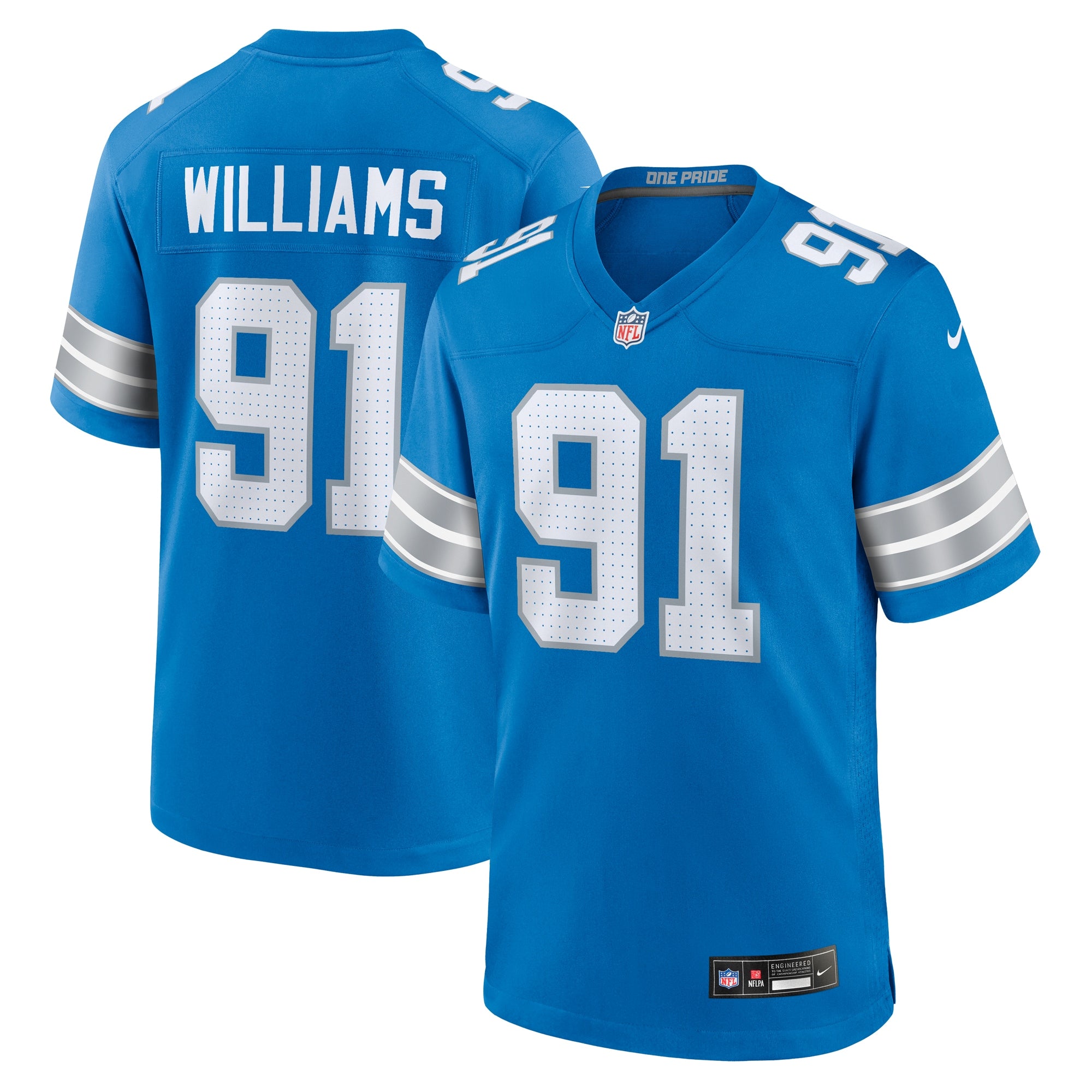 Tyleik Williams Detroit Lions Team Game Jersey - Blue | Stitched Football Jersey TJS0633