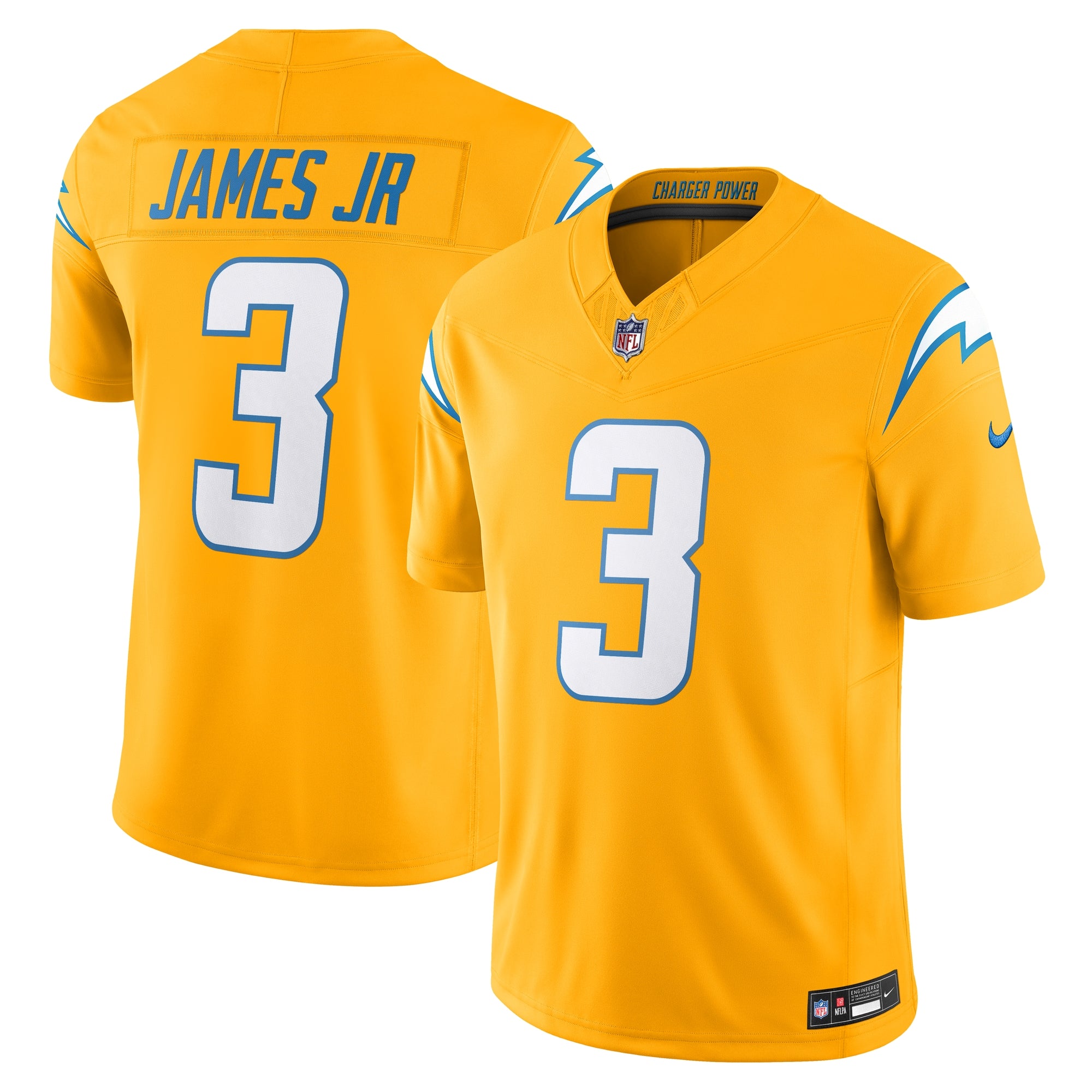 Derwin James Jr. Los Angeles Chargers Alternate Charger Power Vapor F.U.S.E. Limited Jersey - Gold | Stitched Football Jersey TJS0782