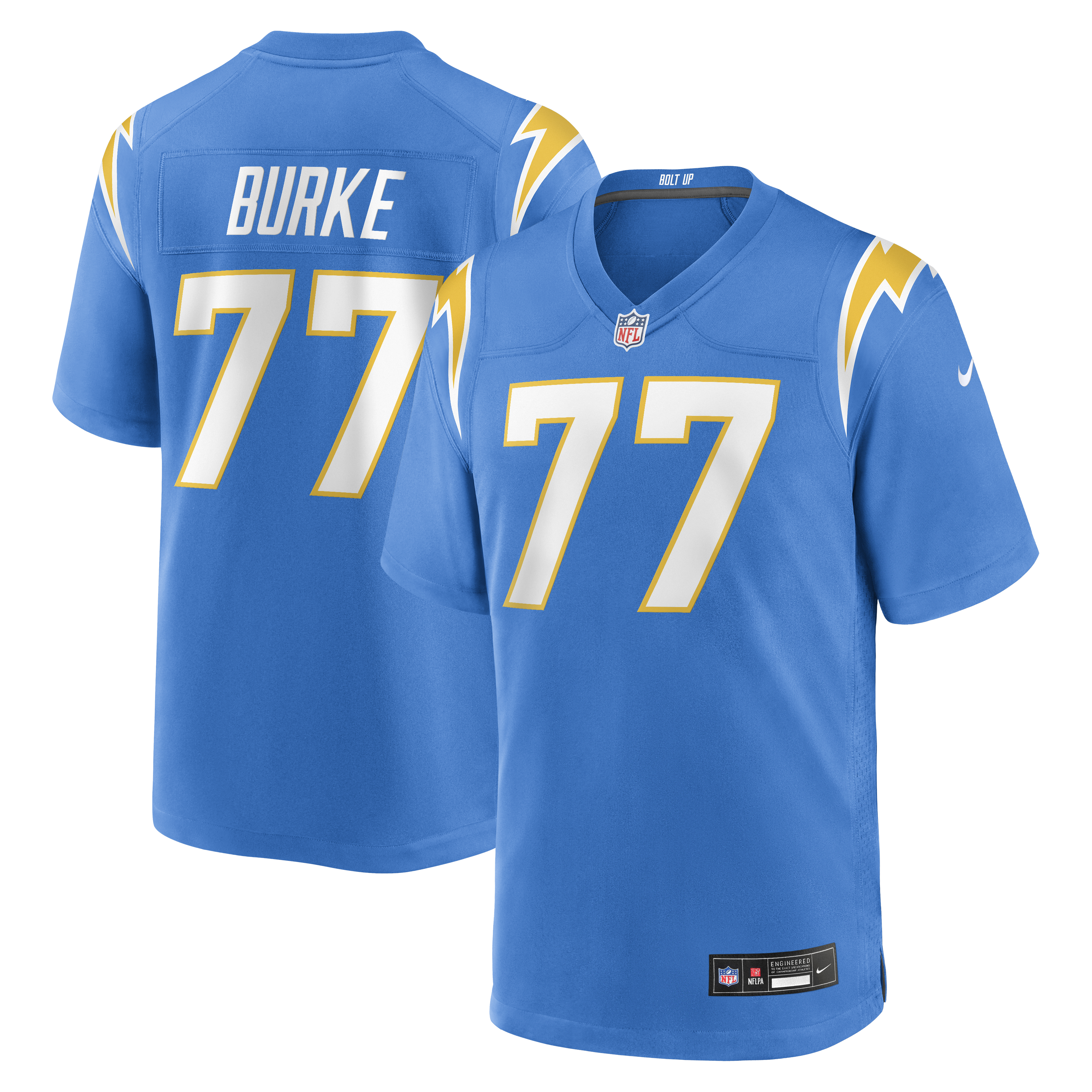 Travis Burke Los Angeles Chargers Team Game Jersey - Powder Blue | Stitched Football Jersey TJS0741