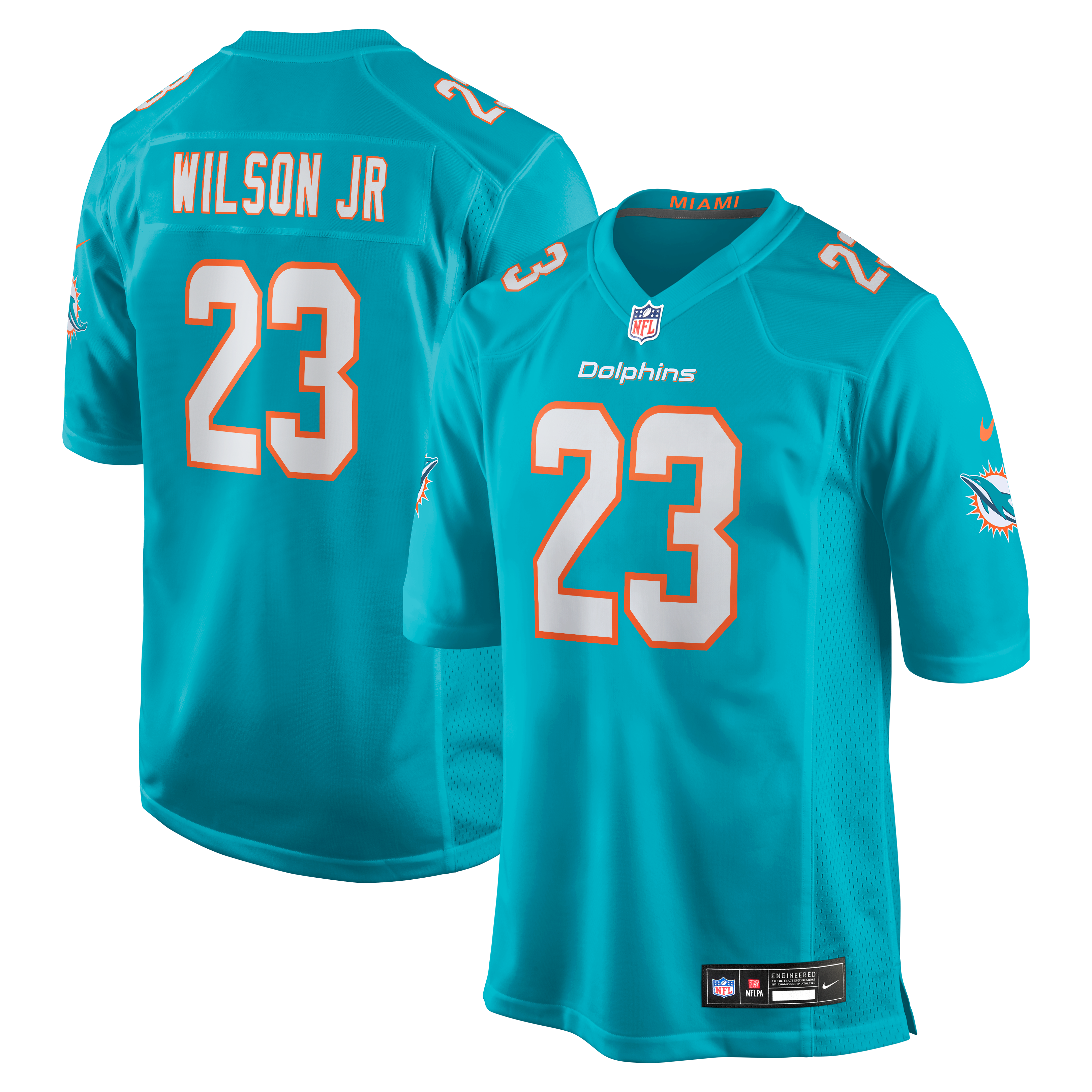 Jeff Wilson Jr. Miami Dolphins Game Player Jersey - Aqua | Stitched Football Jersey TJS0691