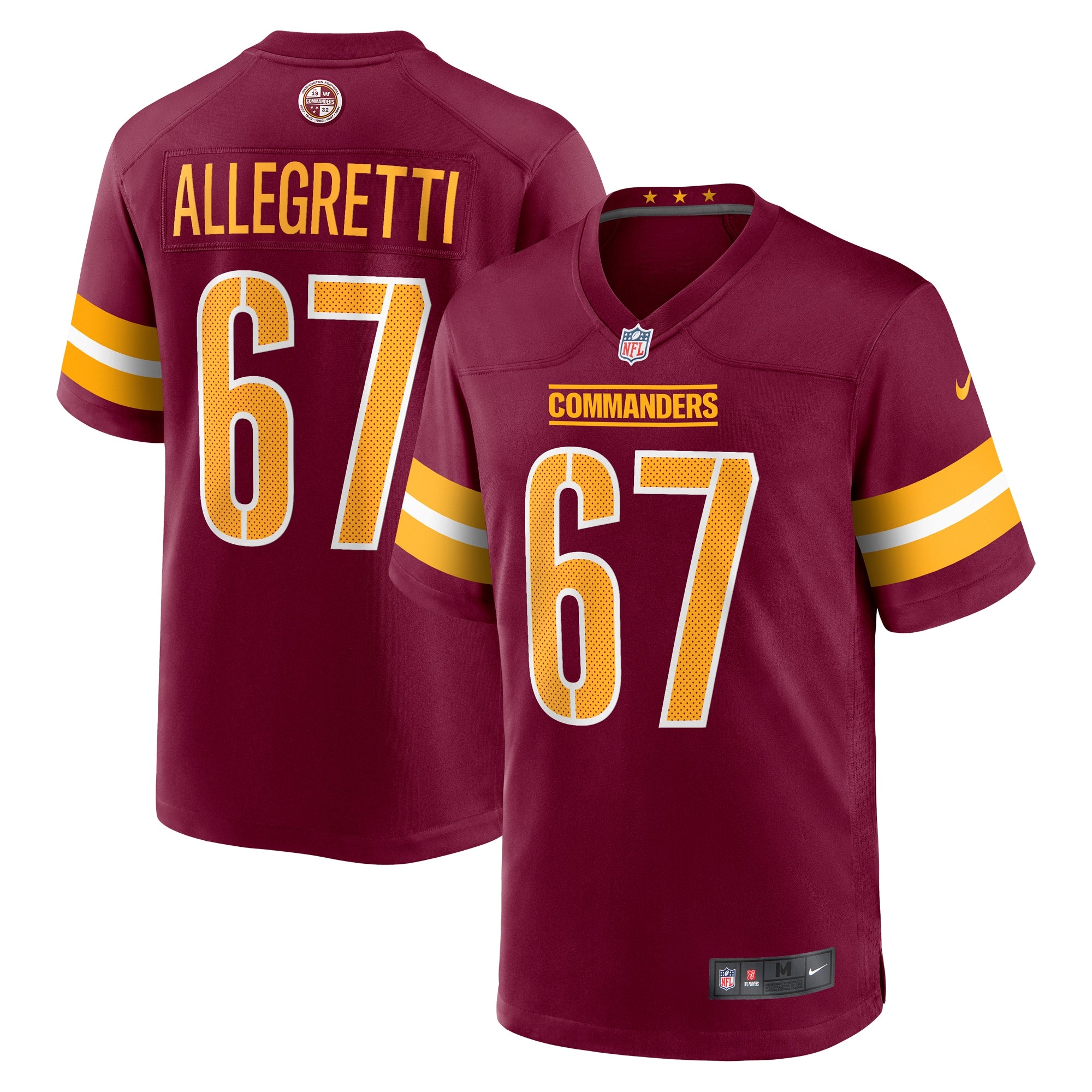 Nick Allegretti Washington Commanders Game Jersey - Burgundy | Stitched Football Jersey TJS0831