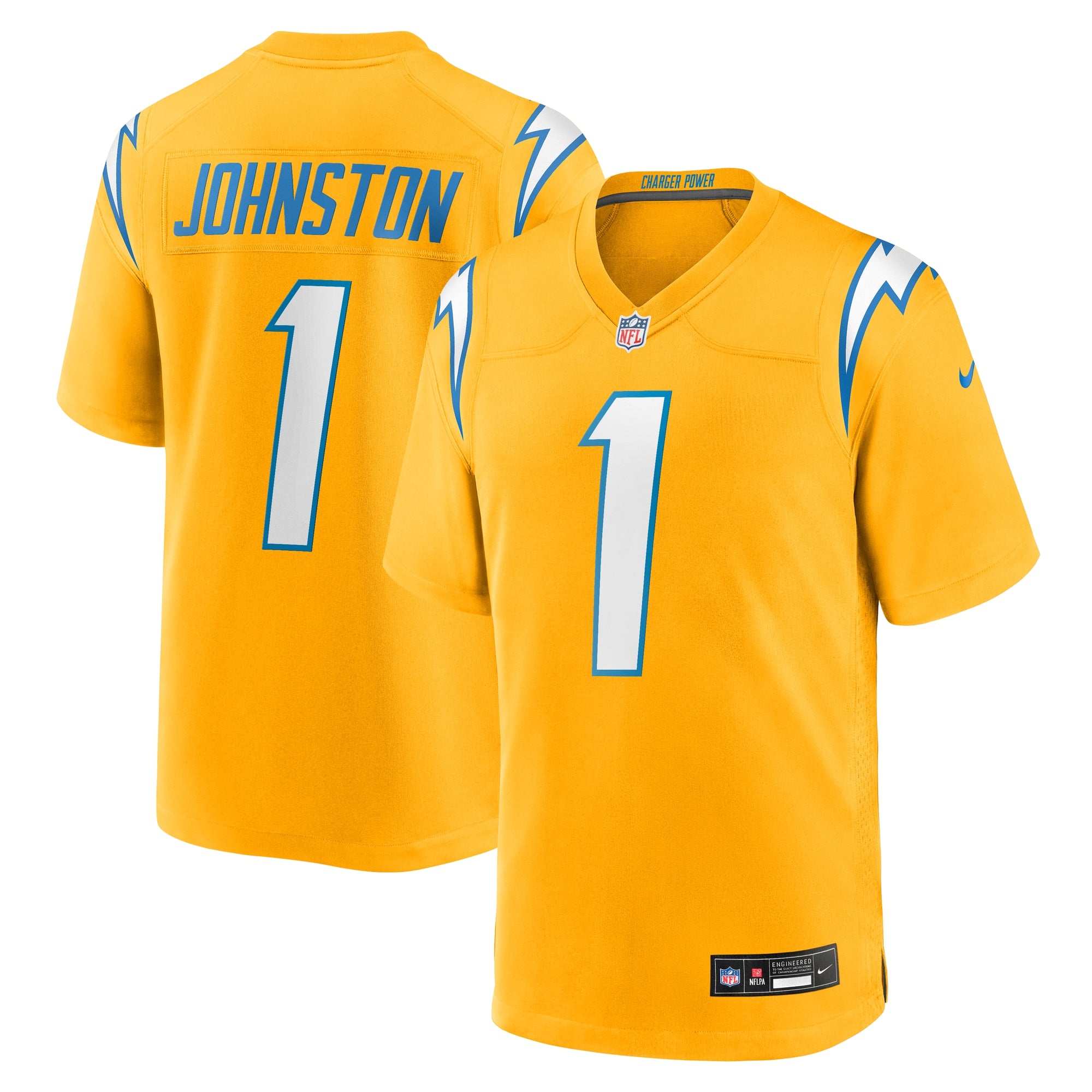 Quentin Johnston Los Angeles Chargers Alternate Charger Power Game Player Jersey - Gold | Stitched Football Jersey TJS0895