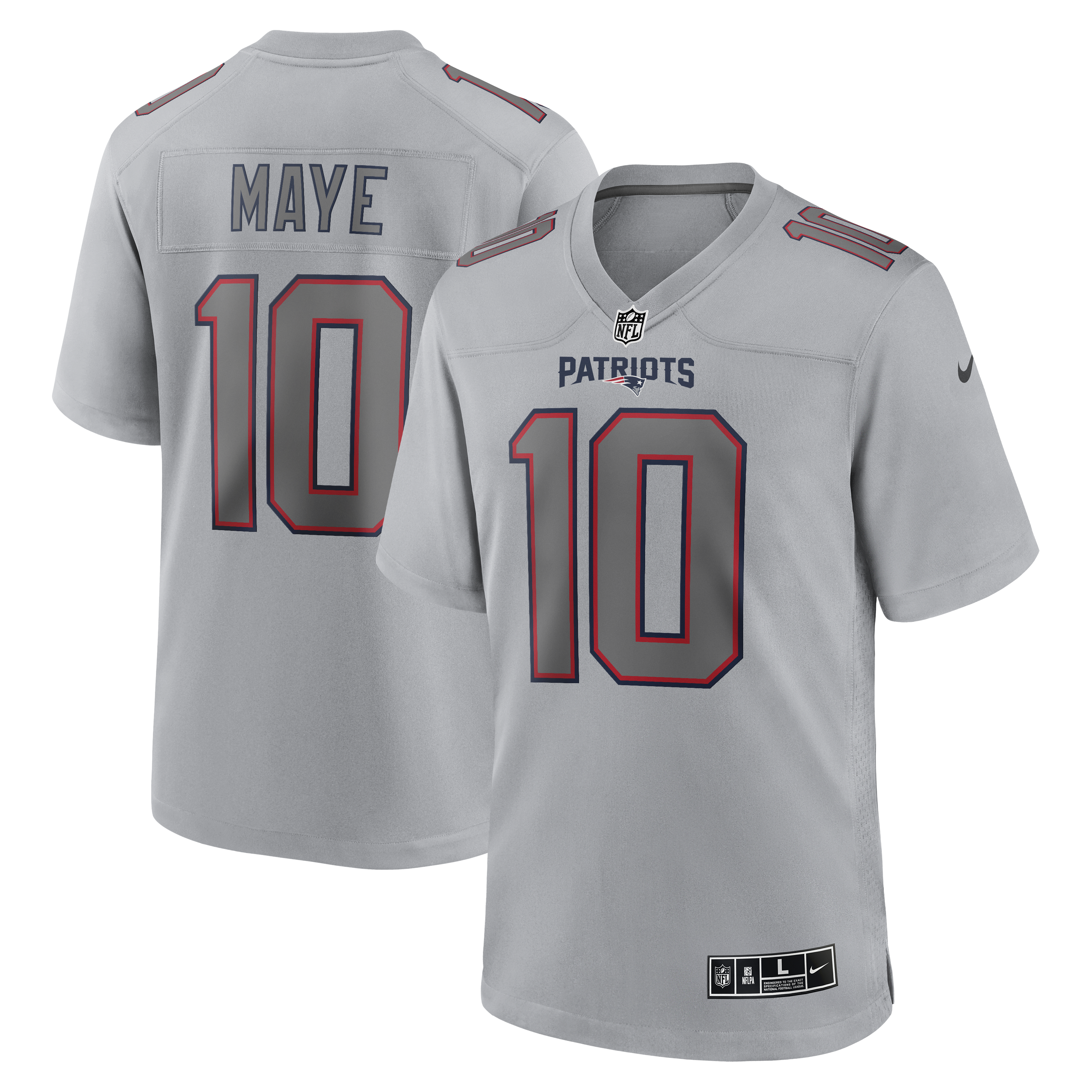 Drake Maye New England Patriots Atmosphere Fashion Game Jersey - Gray | Stitched Football Jersey TJS0803