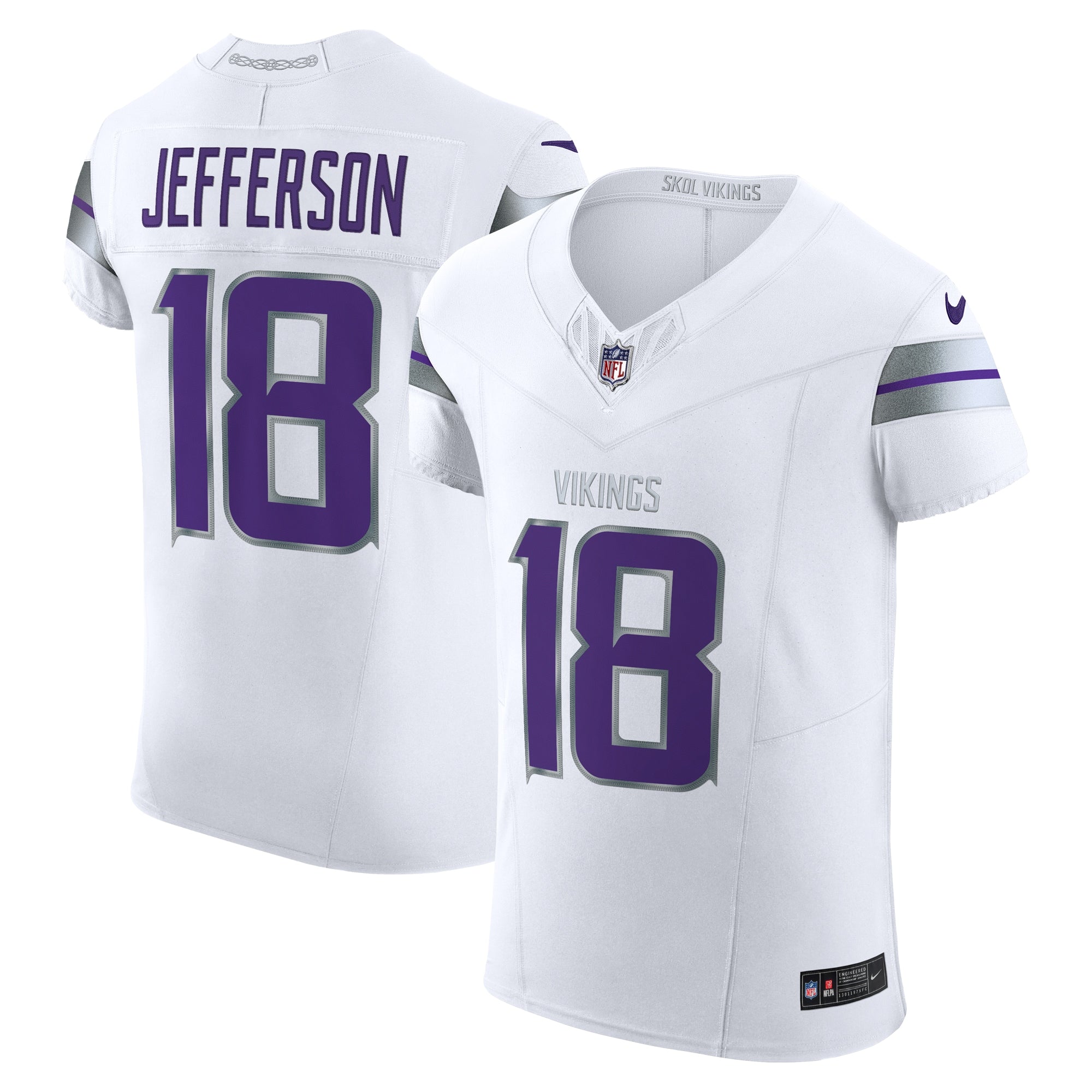 Justin Jefferson Minnesota Vikings Alternate Vapor F.U.S.E. Elite Player Jersey - White | Stitched Football Jersey TJS0837