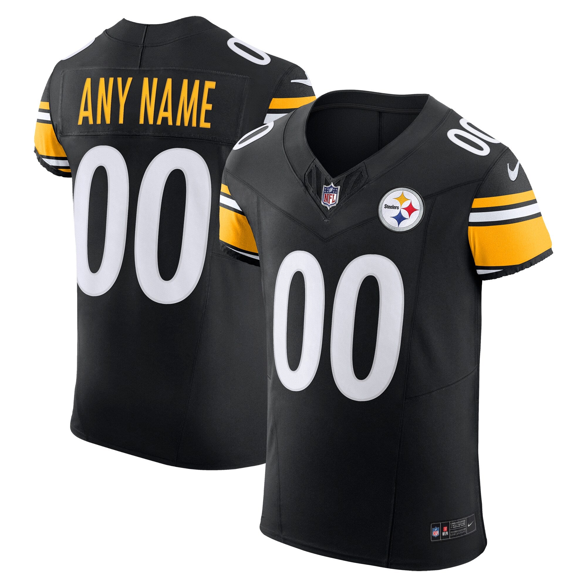 Pittsburgh Steelers Vapor F.U.S.E. Elite Custom Jersey - Black | Stitched Football Jersey TJS0801
