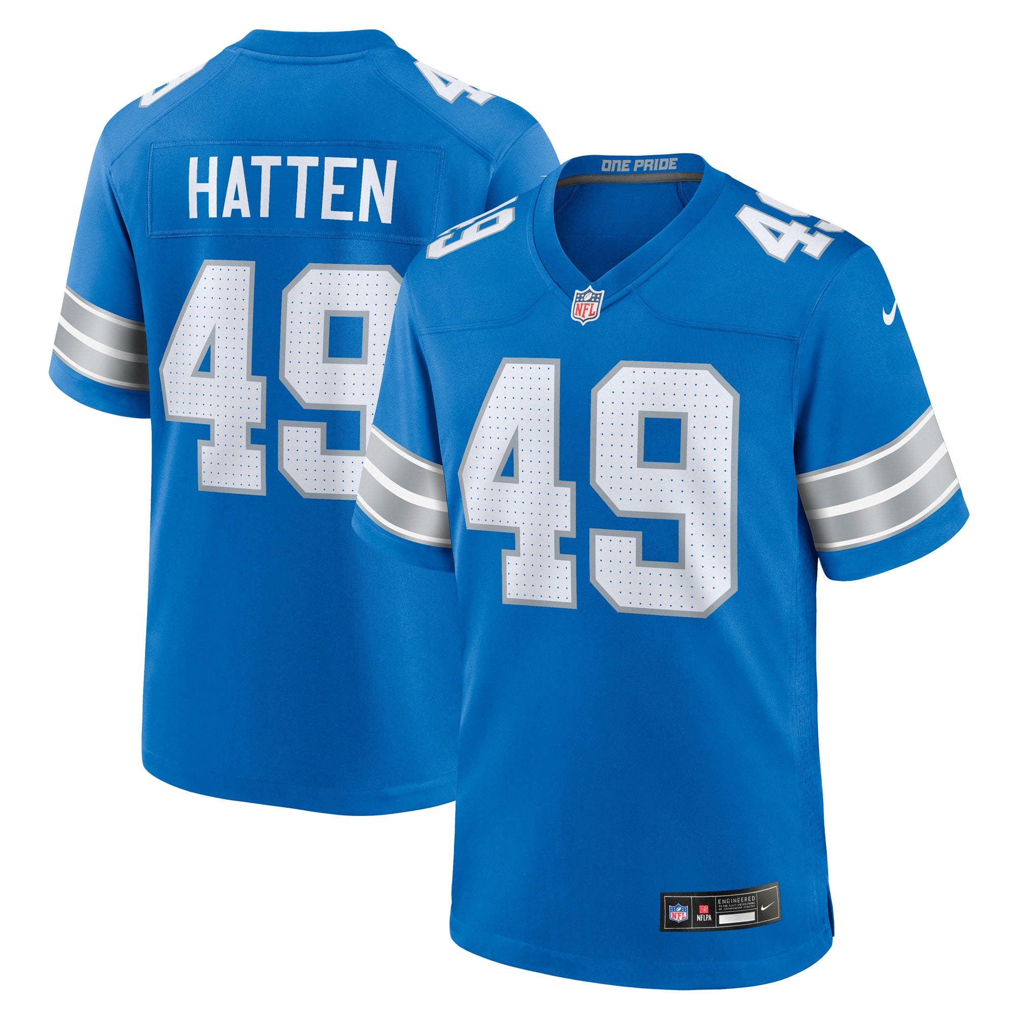 Hogan Hatten Detroit Lions Game Jersey - Blue | Stitched Football Jersey TJS0835