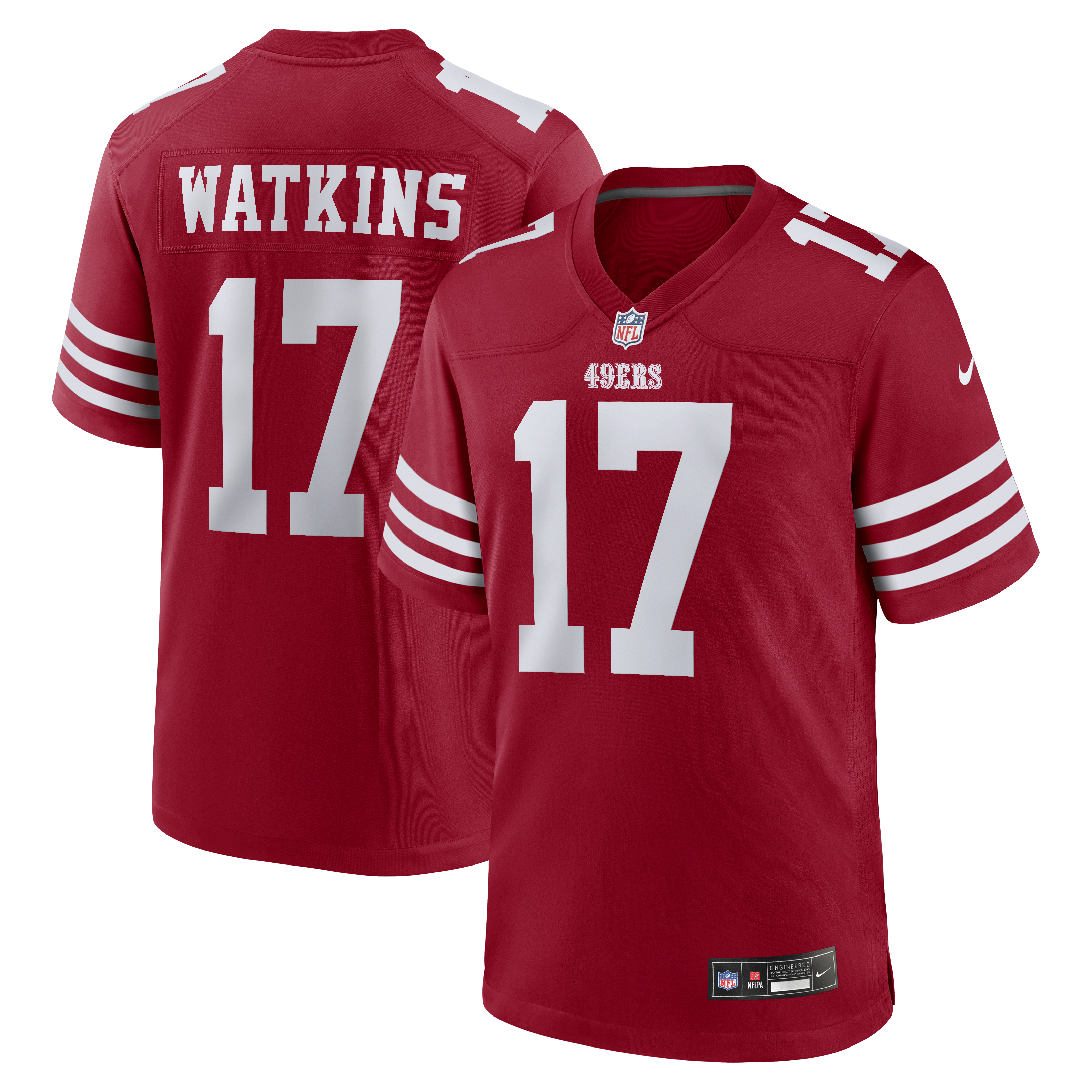 Jordan Watkins San Francisco 49ers Team Game Jersey - Scarlet | Stitched Football Jersey TJS0821