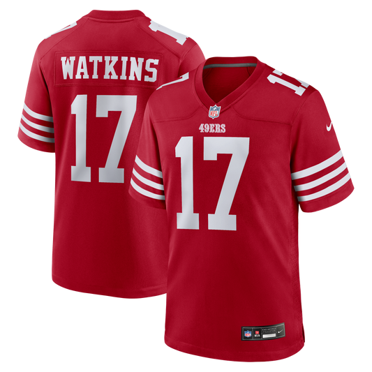 Jordan Watkins San Francisco 49ers Team Game Jersey - Scarlet | Stitched Football Jersey TJS0821