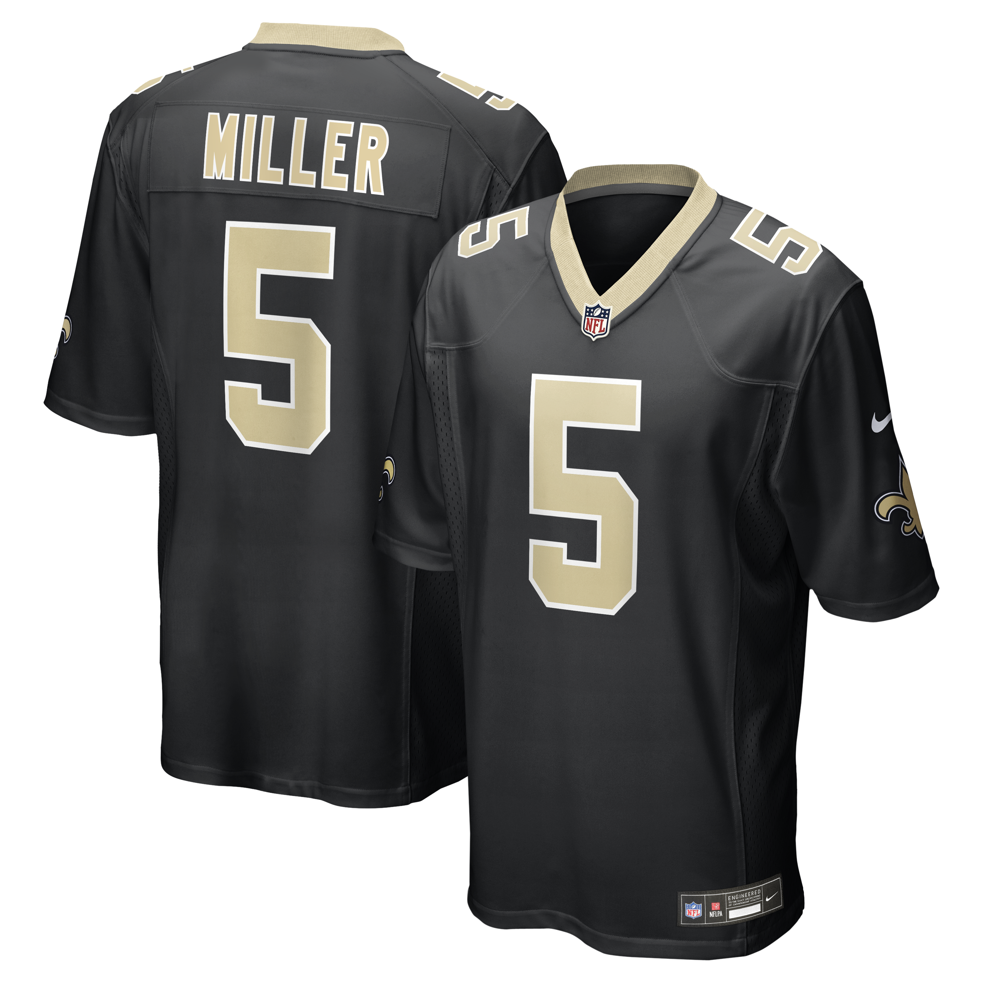 Kendre Miller New Orleans Saints Team Game Jersey - Black | Stitched Football Jersey TJS0809