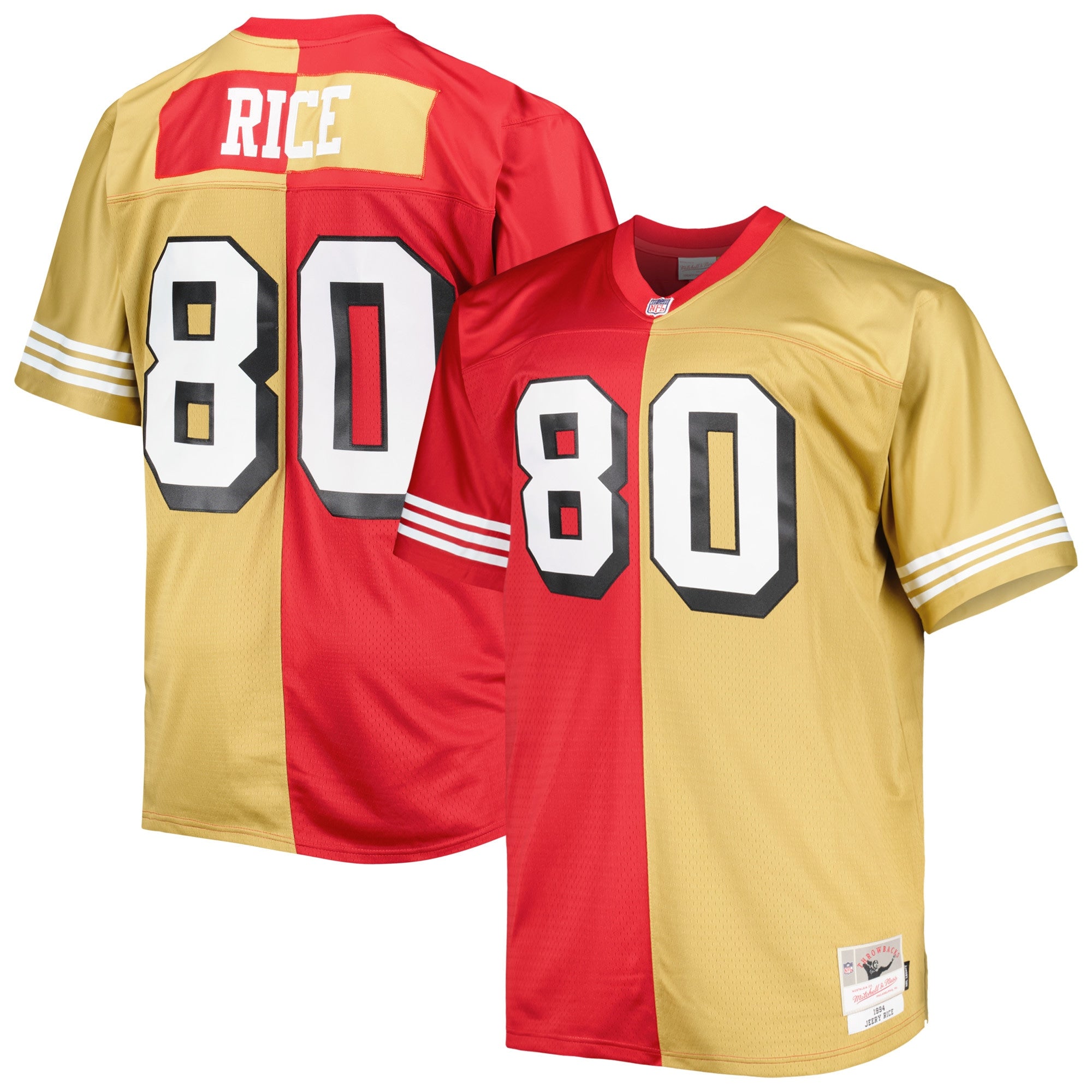 Jerry Rice San Francisco 49ers M & N Big & Tall Split Legacy Retired Player Replica Jersey - Scarlet/Gold | Stitched Football Jersey TJS1016