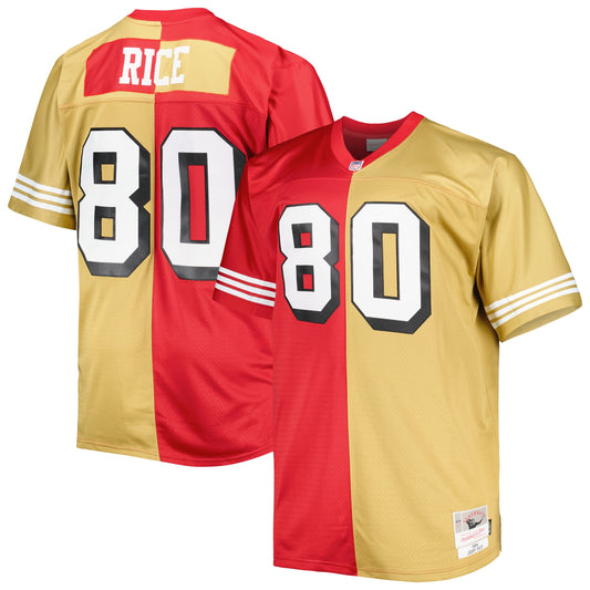 Jerry Rice San Francisco 49ers M & N Big & Tall Split Legacy Retired Player Replica Jersey - Scarlet/Gold | Stitched Football Jersey TJS1016