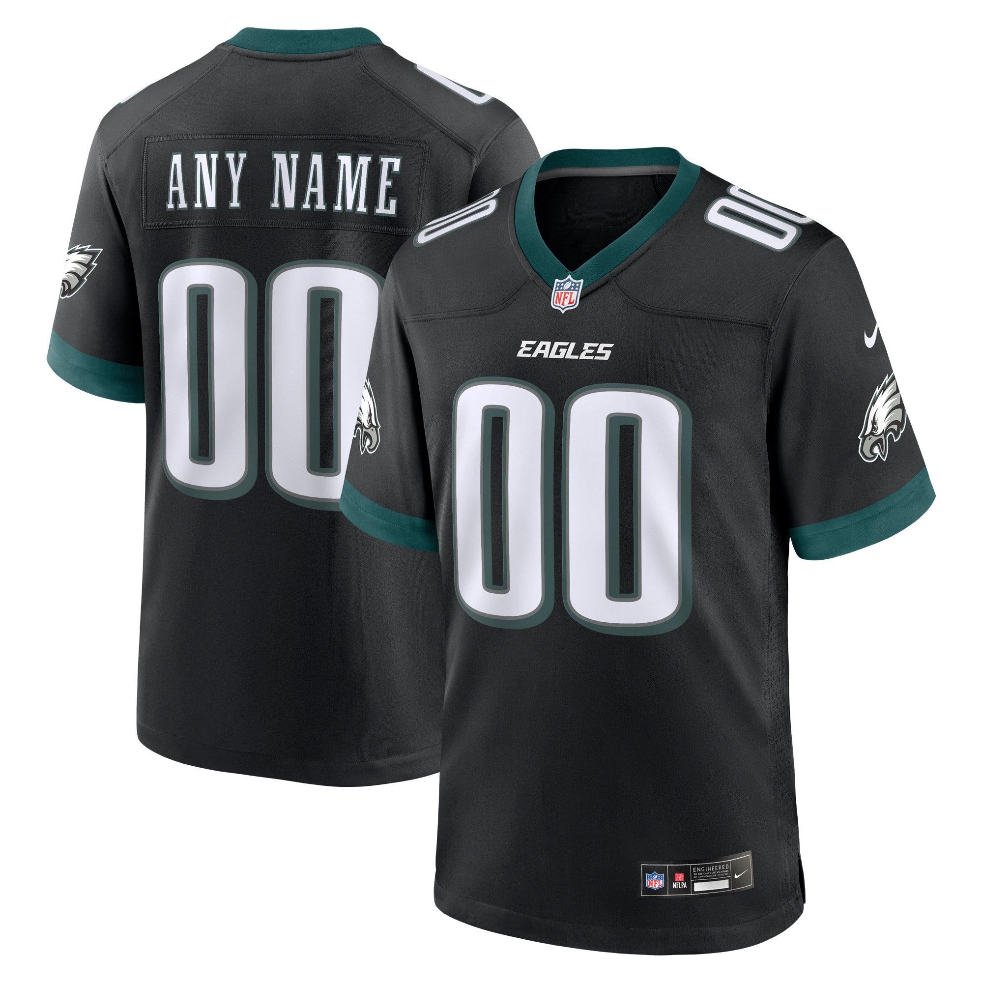 Philadelphia Eagles Alternate Custom Game Jersey - Black | Stitched Football Jersey TJS1088