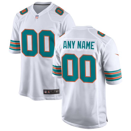 Miami Dolphins Alternate Custom Game Jersey - White | Stitched Football Jersey TJS0957