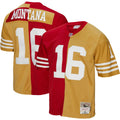 Joe Montana San Francisco 49ers M & N 1990 Split Legacy Replica Jersey - Scarlet/Gold | Stitched Football Jersey TJS0908