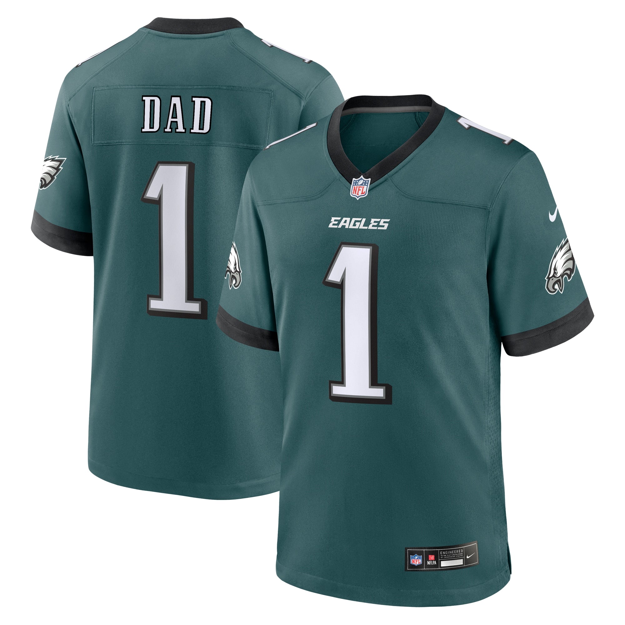 Philadelphia Eagles #1 Dad Game Jersey - Midnight Green | Stitched Football Jersey TJS0979