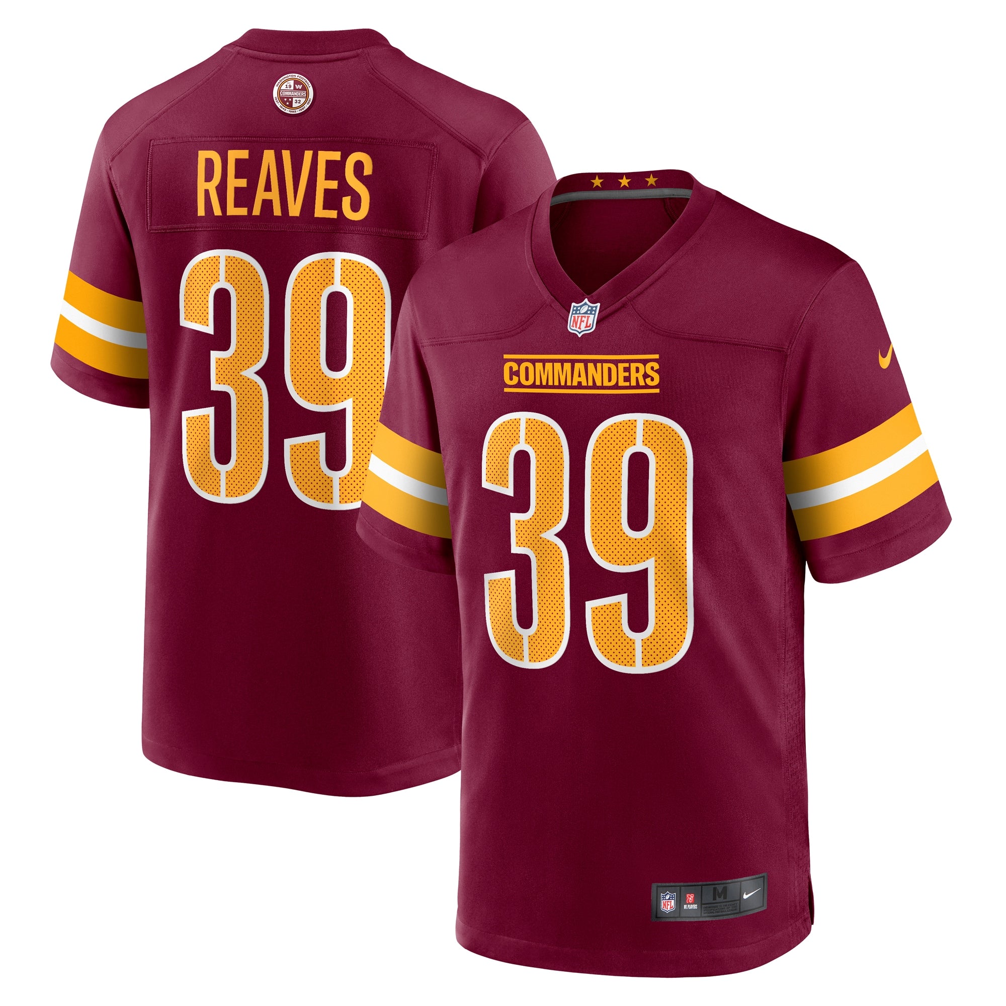 Jeremy Reaves Washington Commanders Game Jersey - Burgundy | Stitched Football Jersey TJS1055