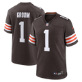 Number 1 Groom Cleveland Browns Game Jersey - Brown | Stitched Football Jersey TJS1043