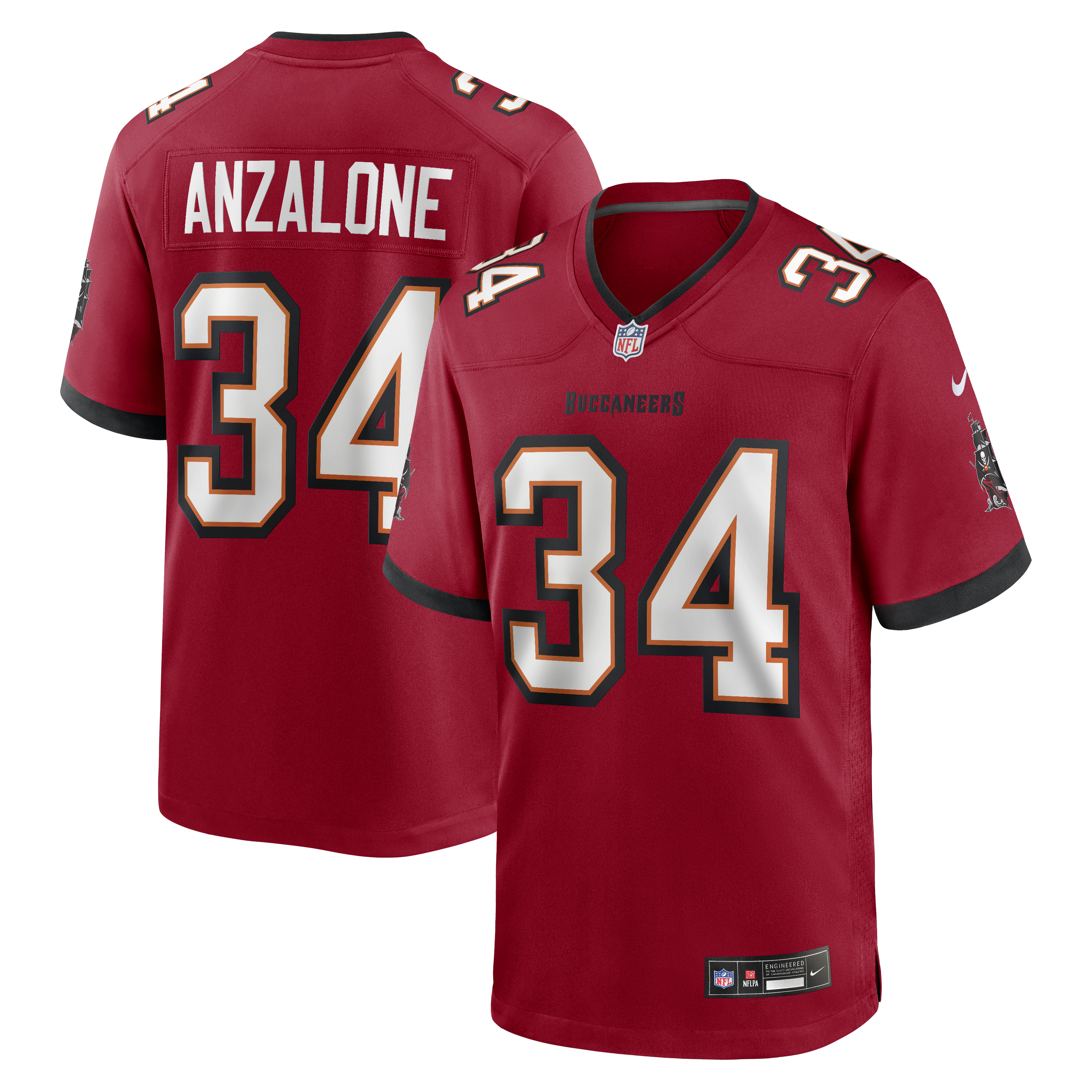 Alex Anzalone Tampa Bay Buccaneers Team Game Jersey - Red | Stitched Football Jersey TJS0938
