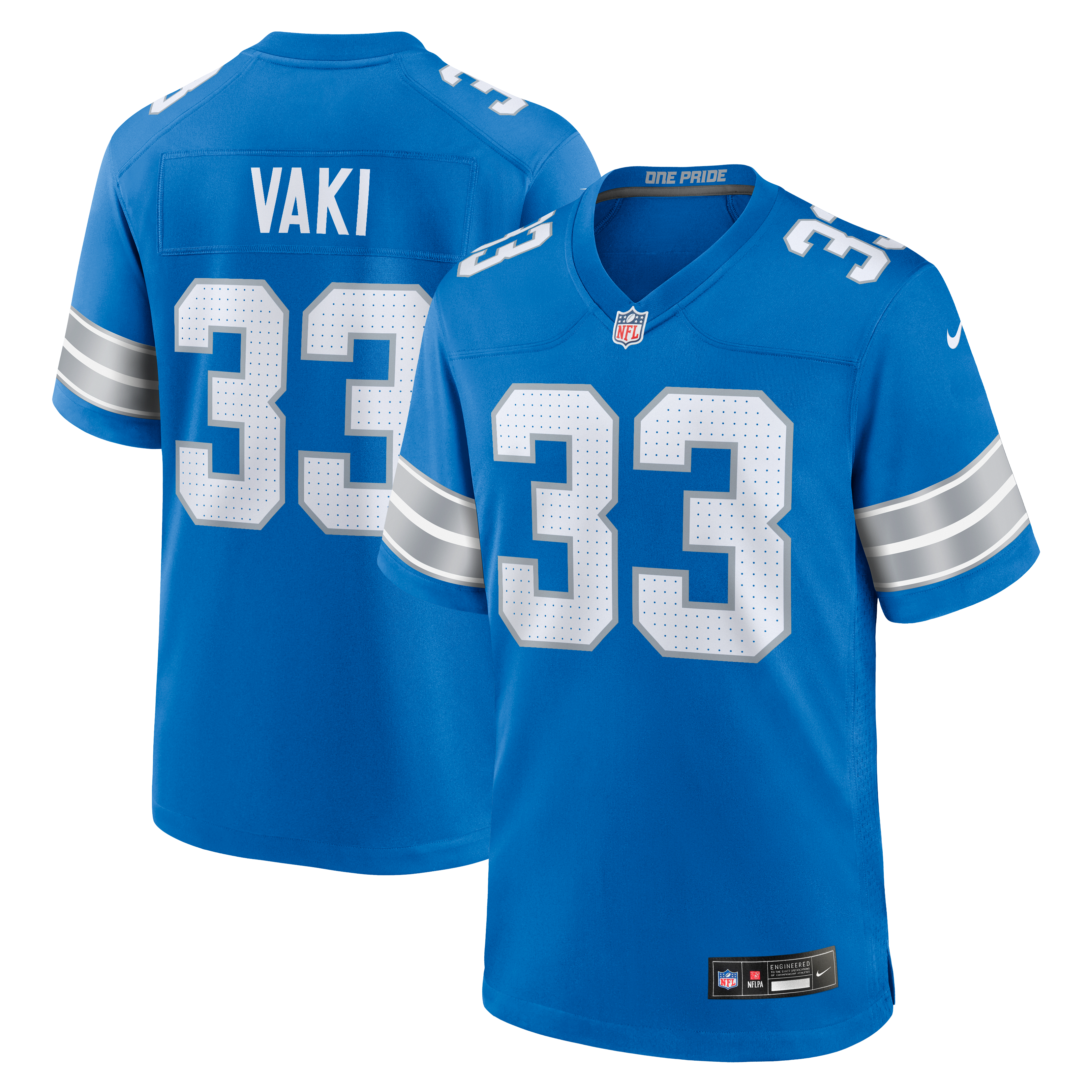 Sione Vaki Detroit Lions Team Game Jersey - Blue | Stitched Football Jersey TJS1064