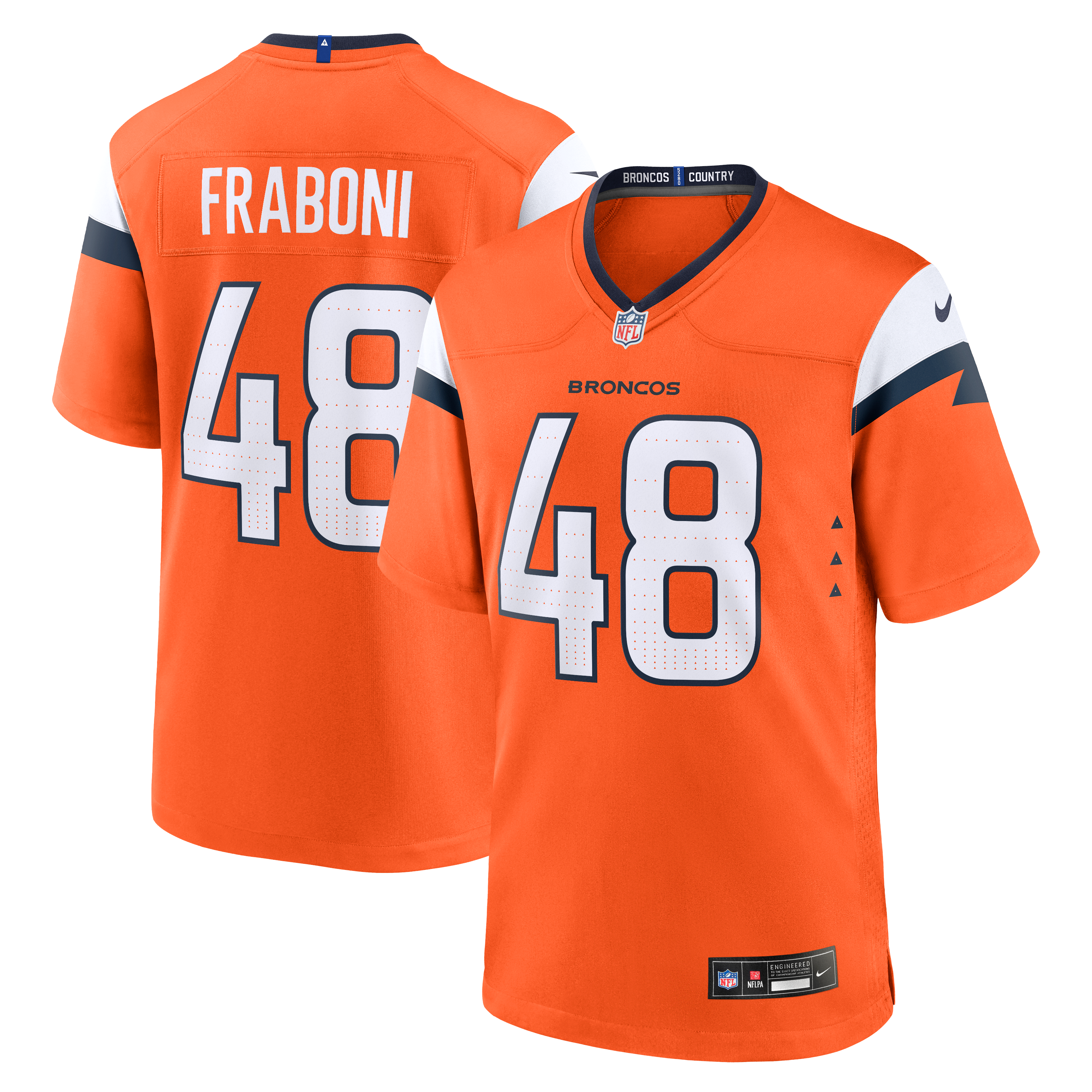 Mitchell Fraboni Denver Broncos Team Game Jersey - Orange | Stitched Football Jersey TJS1060