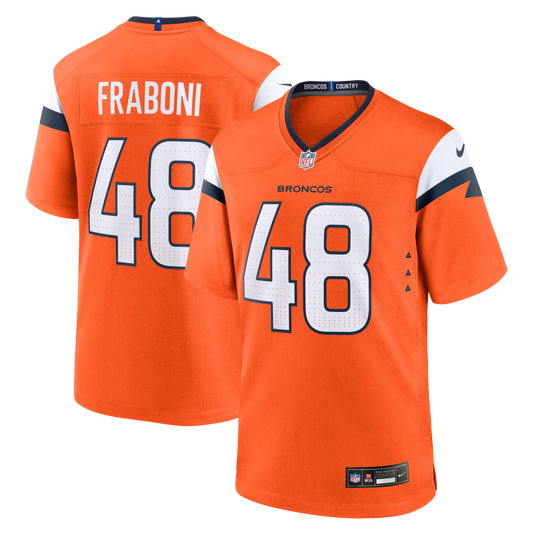 Mitchell Fraboni Denver Broncos Team Game Jersey - Orange | Stitched Football Jersey TJS1060