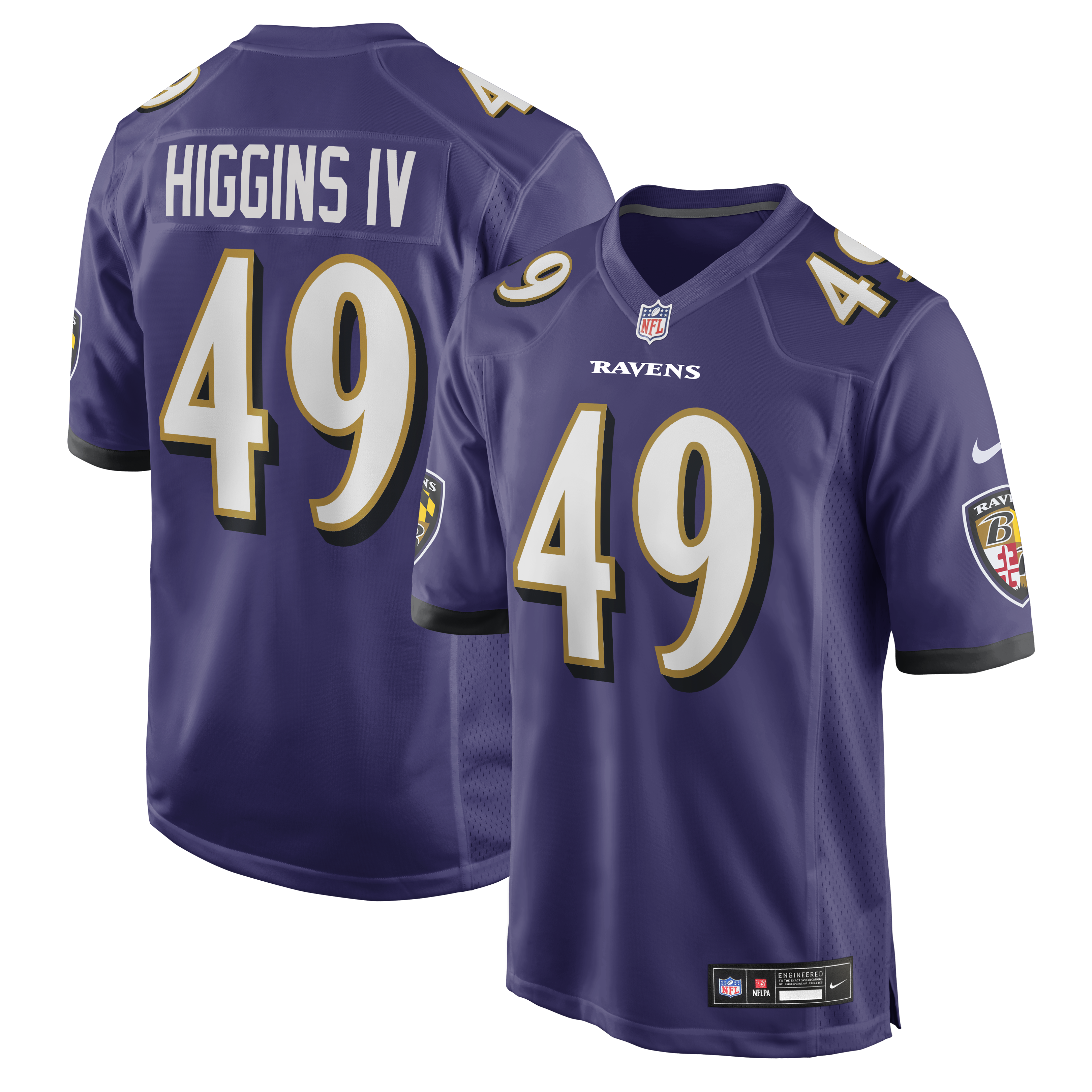 Jay Higgins IV Baltimore Ravens Team Game Jersey - Purple | Stitched Football Jersey TJS1041