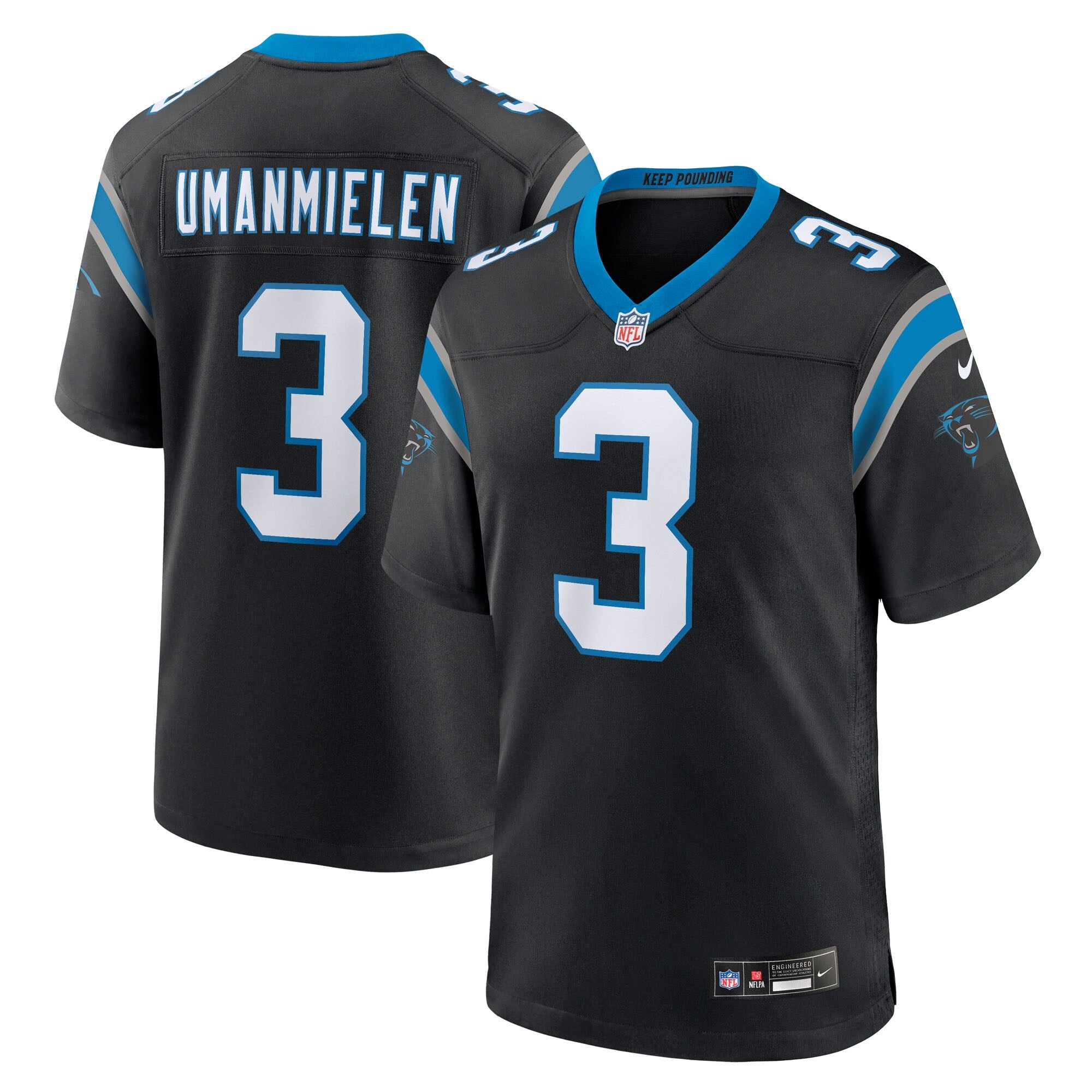 Princely Umanmielen Carolina Panthers Team Game Jersey - Black | Stitched Football Jersey TJS1047