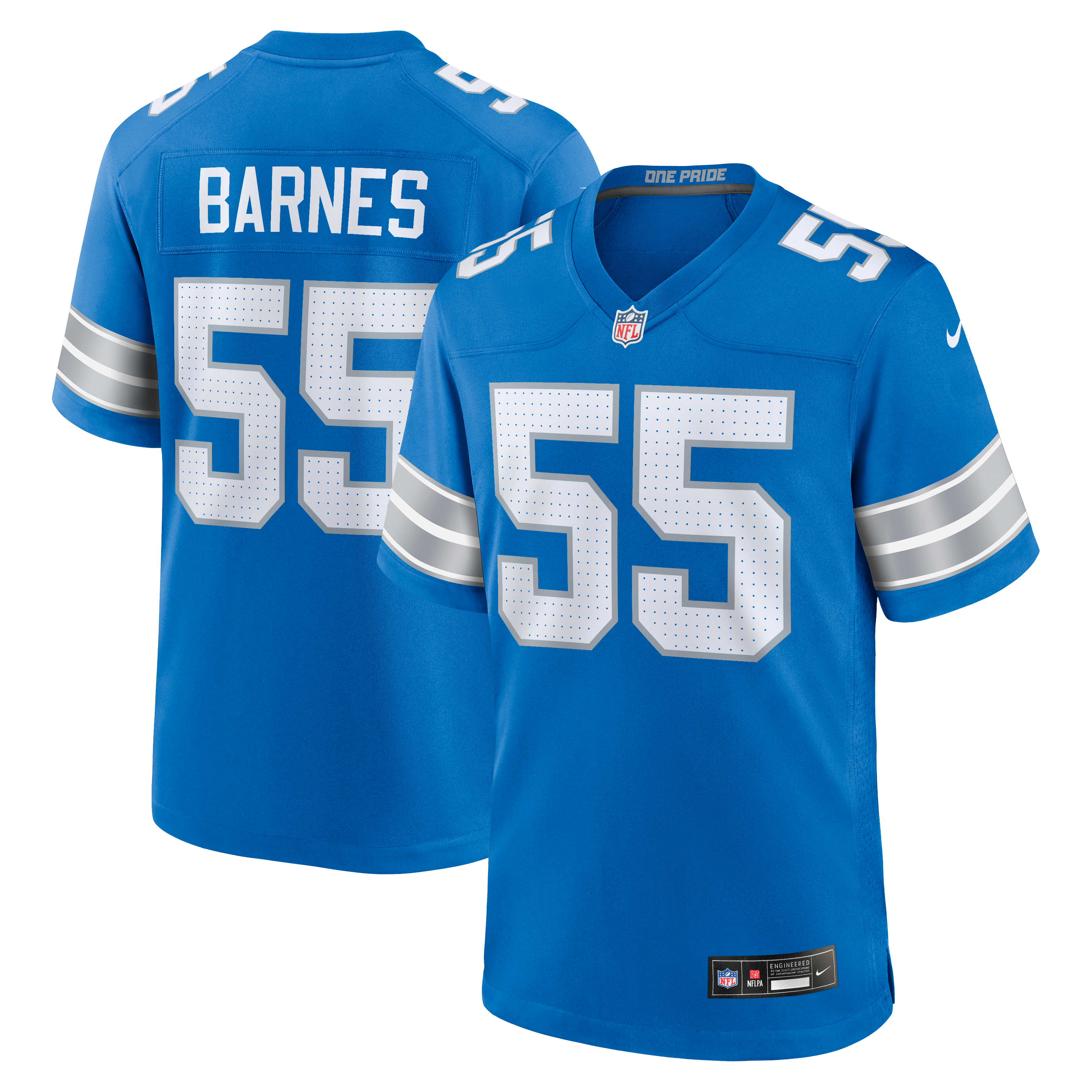 Derrick Barnes Detroit Lions Team Game Jersey - Blue | Stitched Football Jersey TJS0942