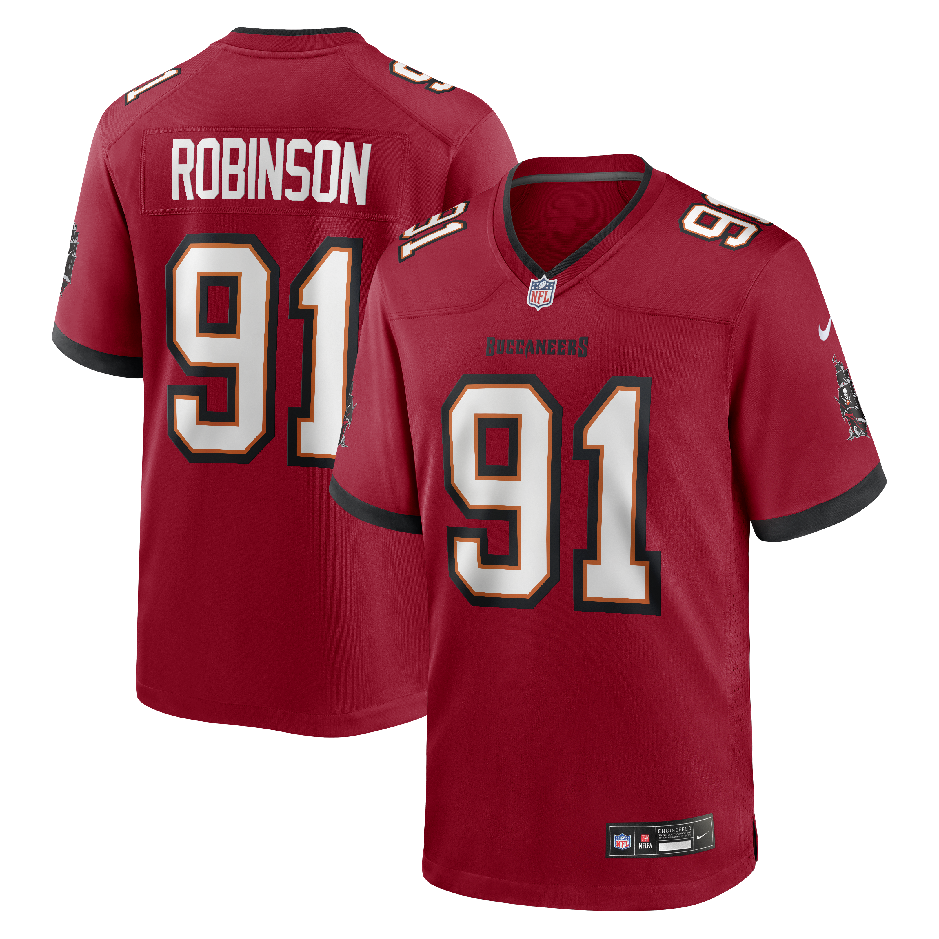 A'Shawn Robinson Tampa Bay Buccaneers Team Game Jersey - Red | Stitched Football Jersey TJS0962