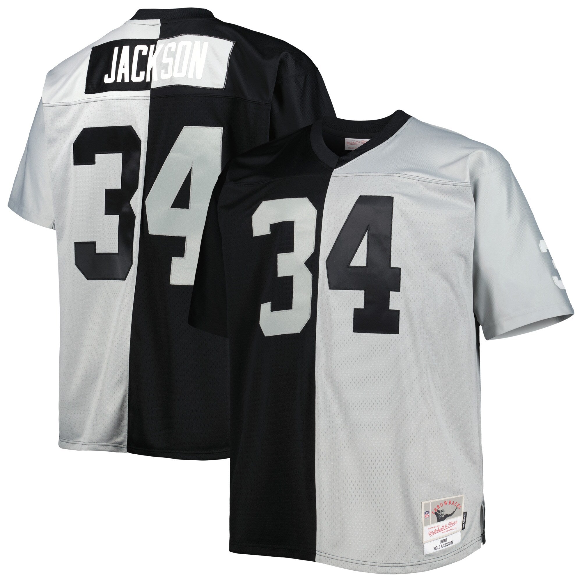 Bo Jackson Las Vegas Raiders M & N Big & Tall Split Legacy Retired Player Replica Jersey - Black/Silver | Stitched Football Jersey TJS1080