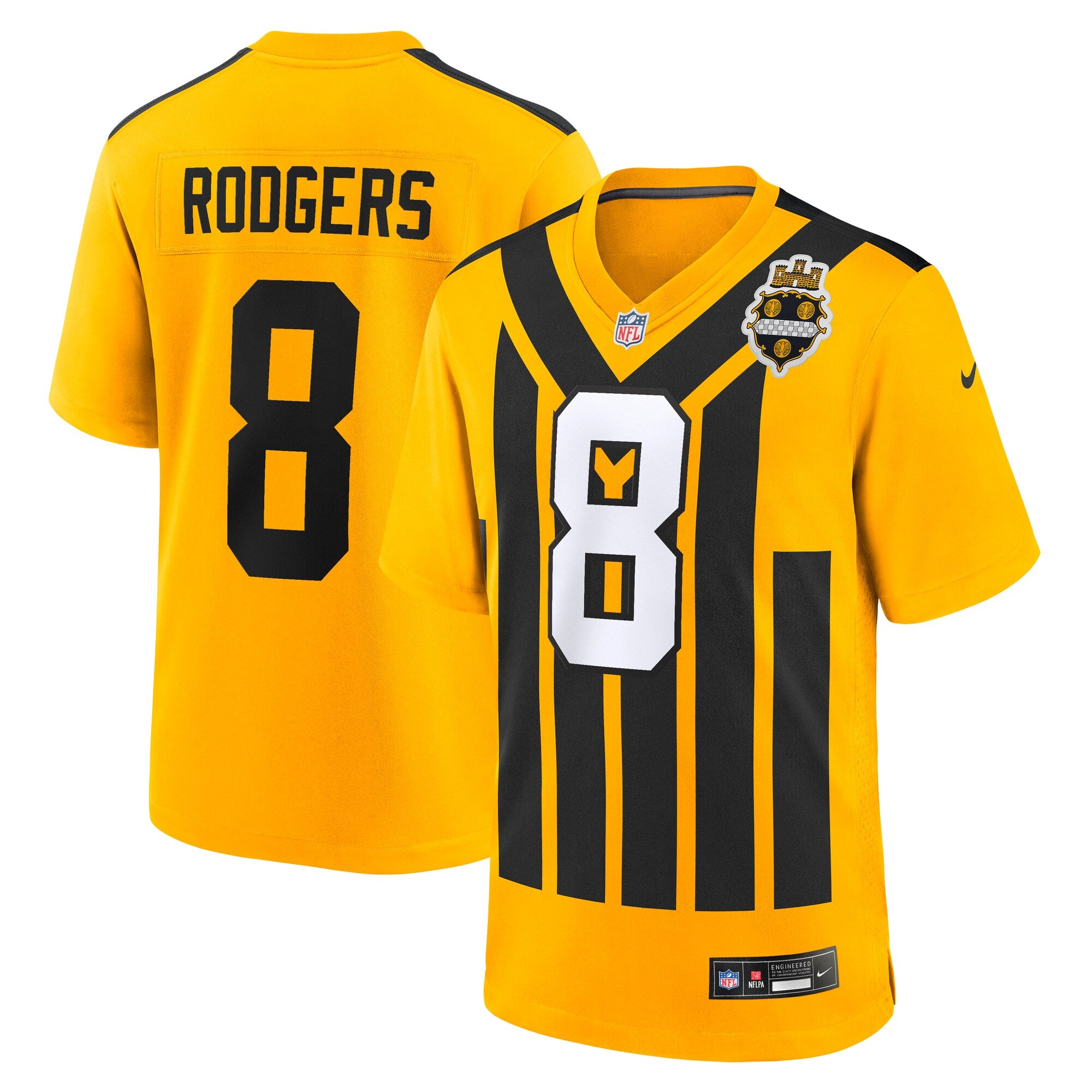 Aaron Rodgers Pittsburgh Steelers Alternate 1933 Throwback Game Jersey - Gold | Stitched Football Jersey TJS0964