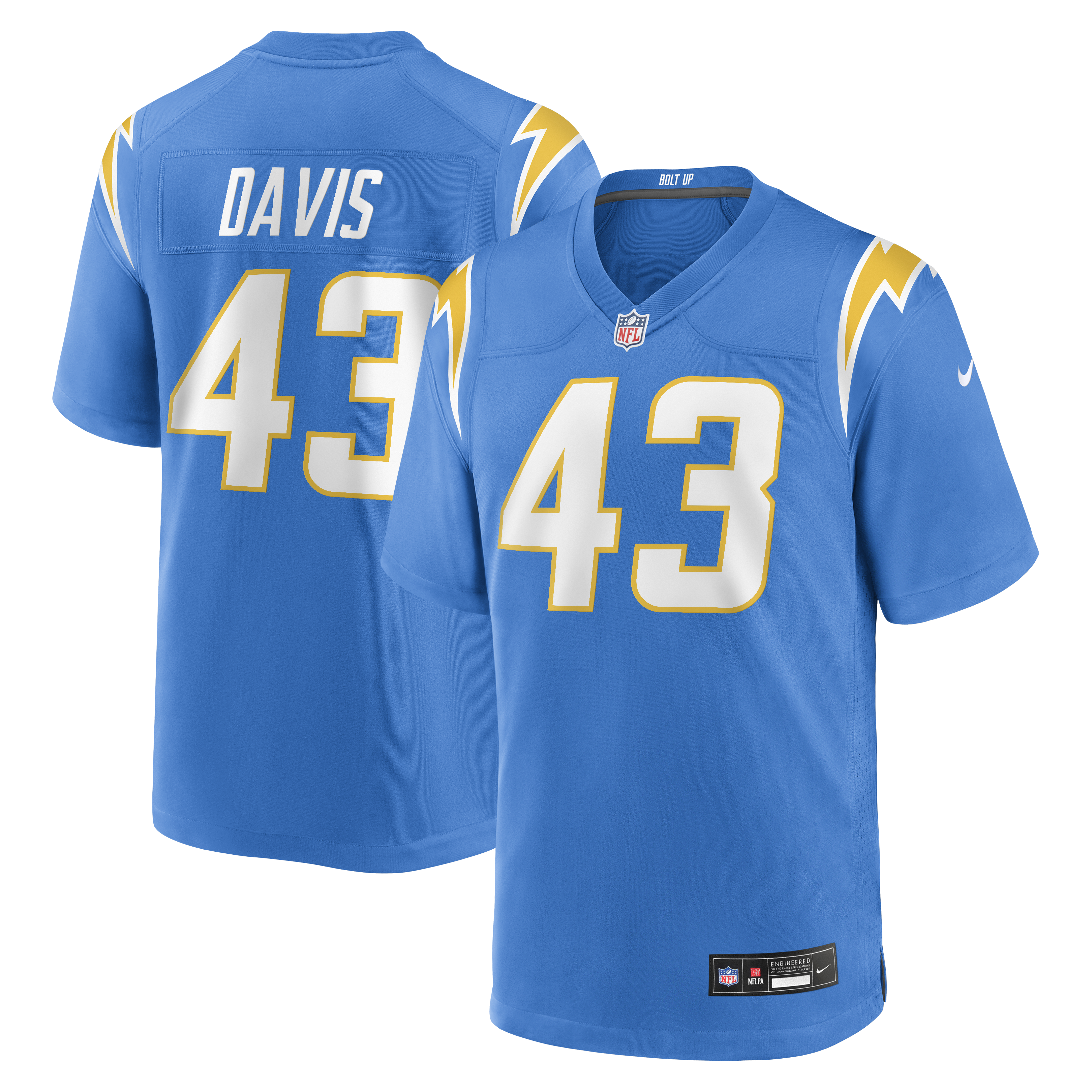 Michael Davis Los Angeles Chargers Game Jersey - Powder Blue | Stitched Football Jersey TJS0977